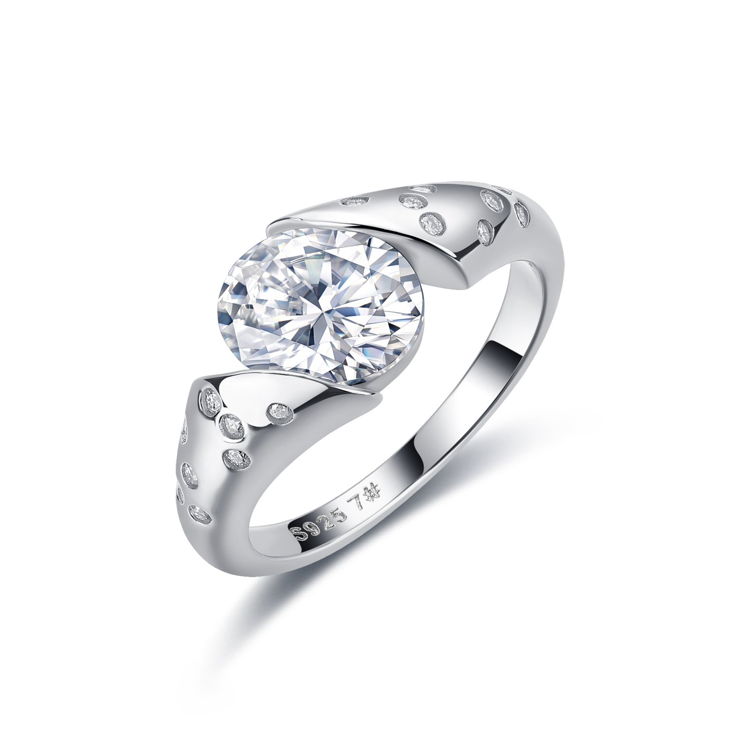 East-West Oval Moissanite Bypass Ring – 2.16ct DEW
