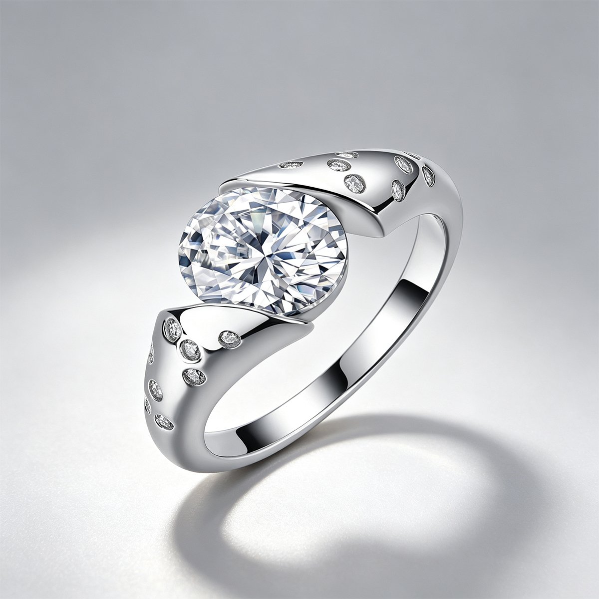 East-West Oval Moissanite Bypass Ring – 2.16ct DEW - Image 3
