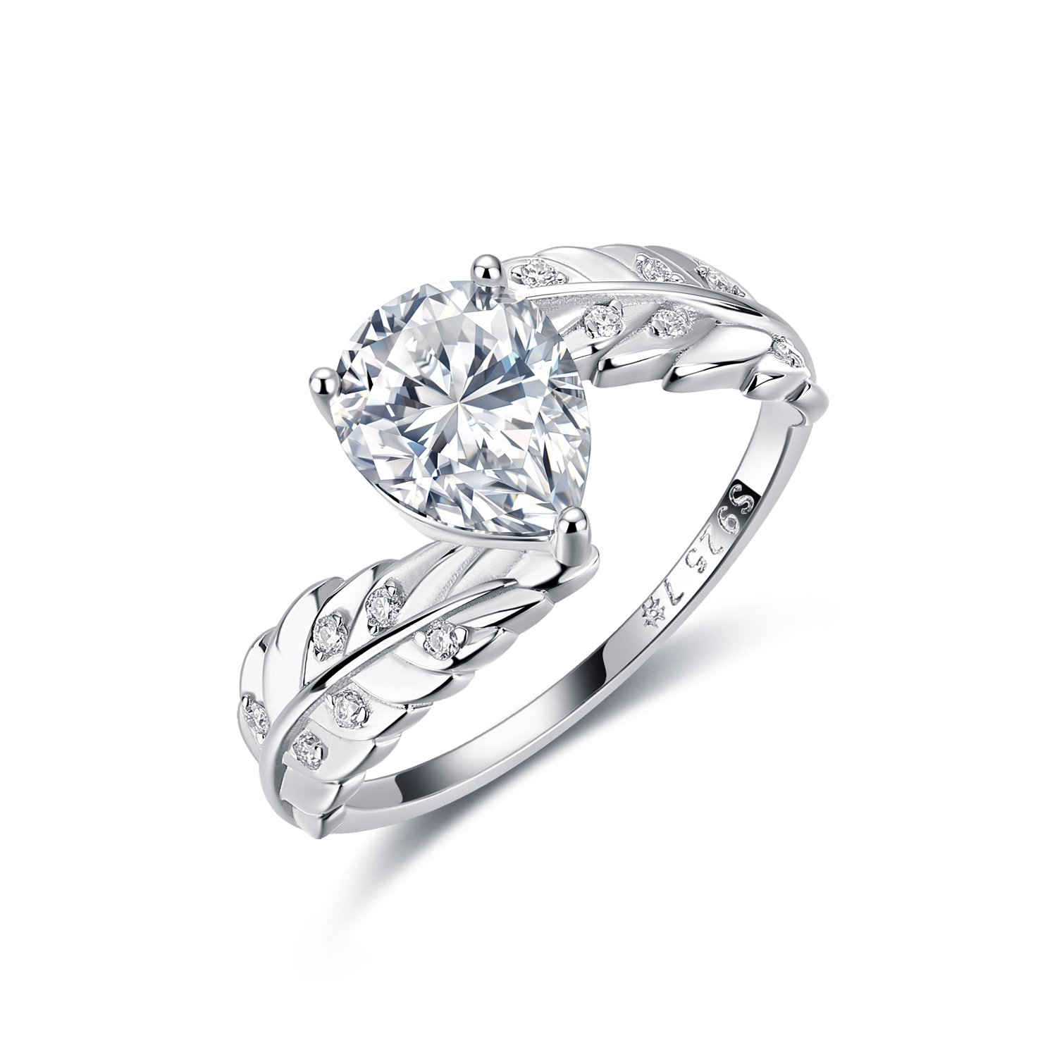 Pear Moissanite Feather Bypass Ring – 1.6ct DEW