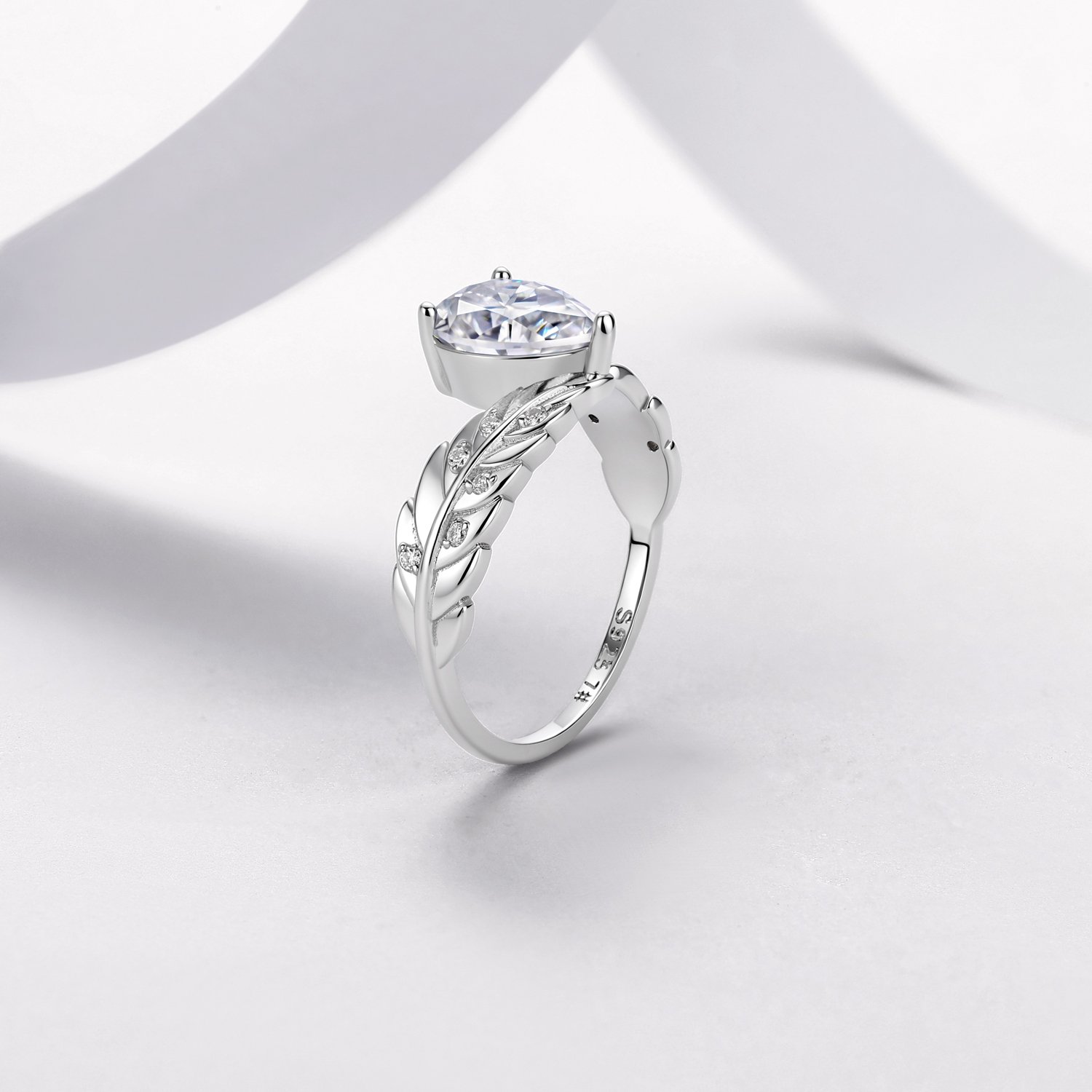 Pear Moissanite Feather Bypass Ring – 1.6ct DEW - alternate view