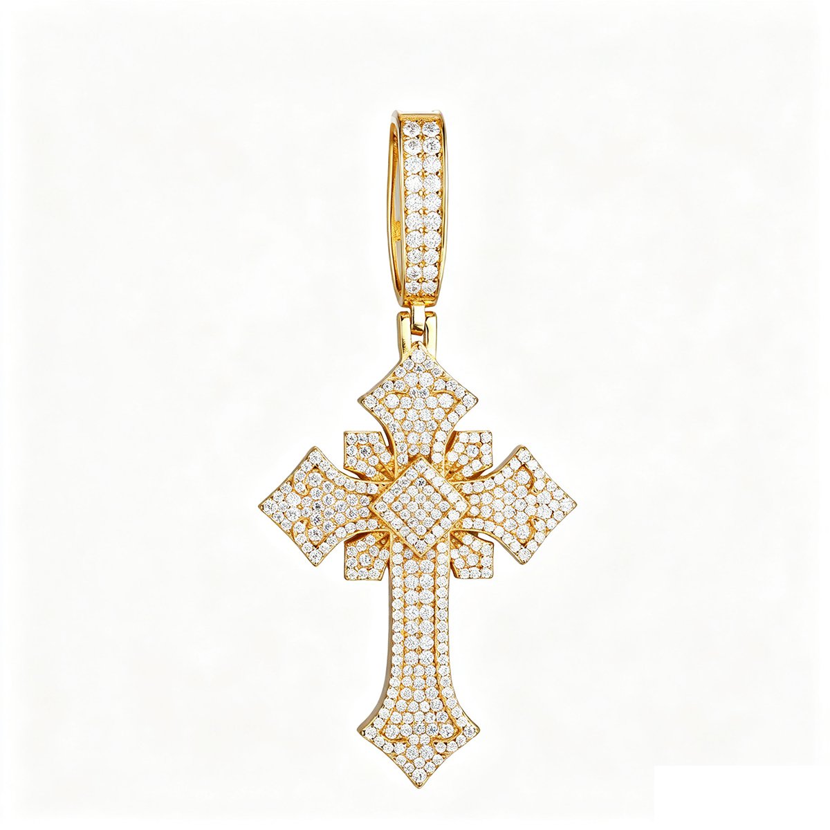 Moissanite Iced Gothic Cross Pendant – 2.48ct DEW