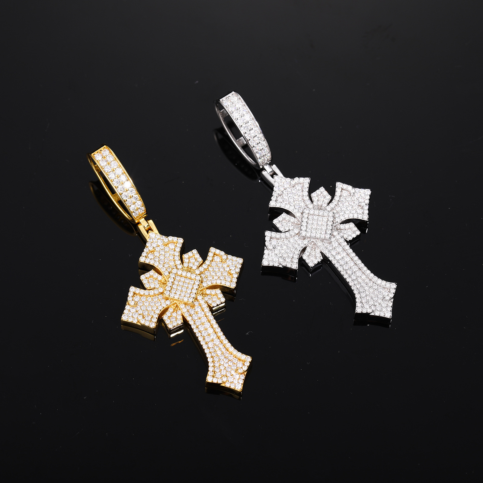 Moissanite Iced Gothic Cross Pendant – 2.48ct DEW - Image 4