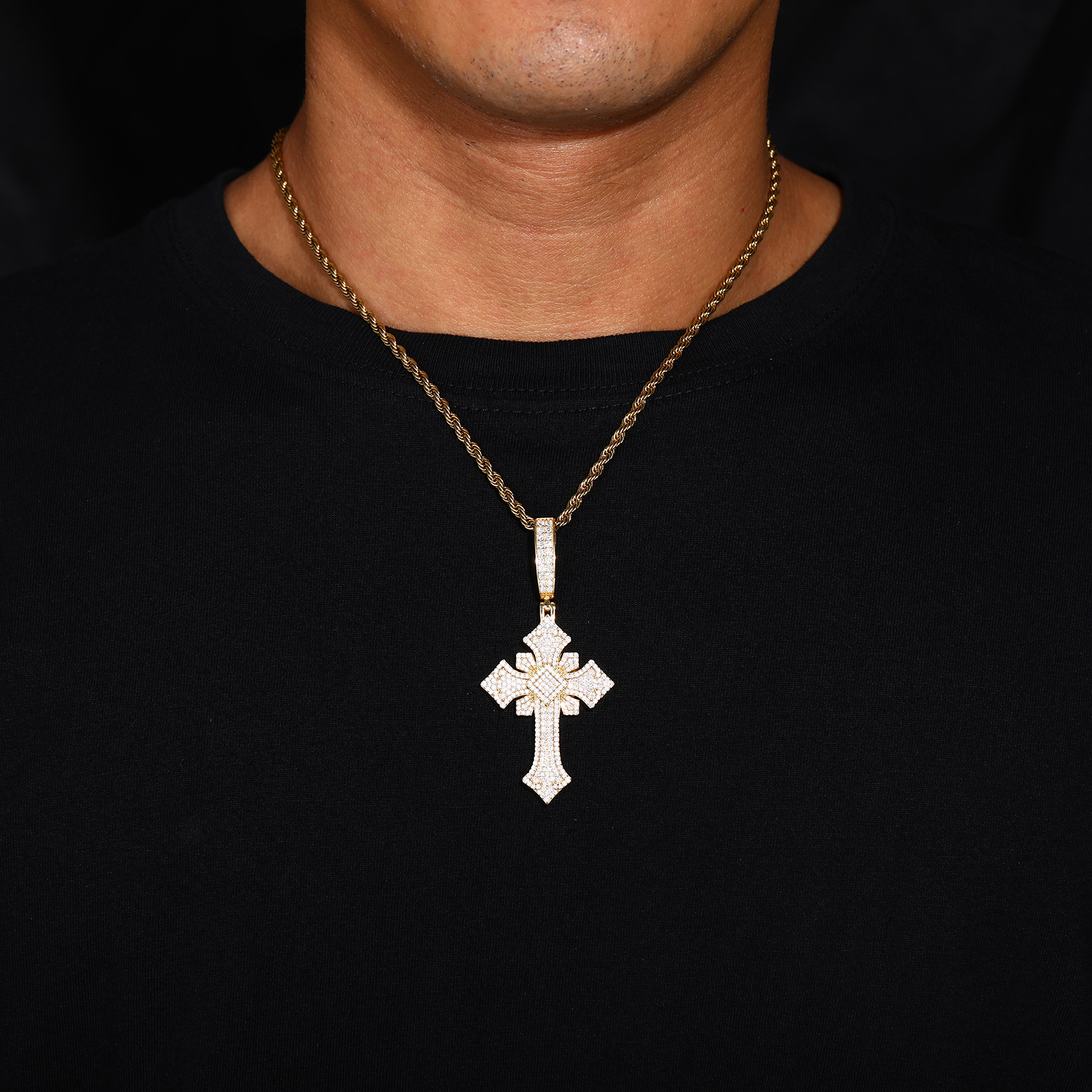 Moissanite Iced Gothic Cross Pendant – 2.48ct DEW - Image 8