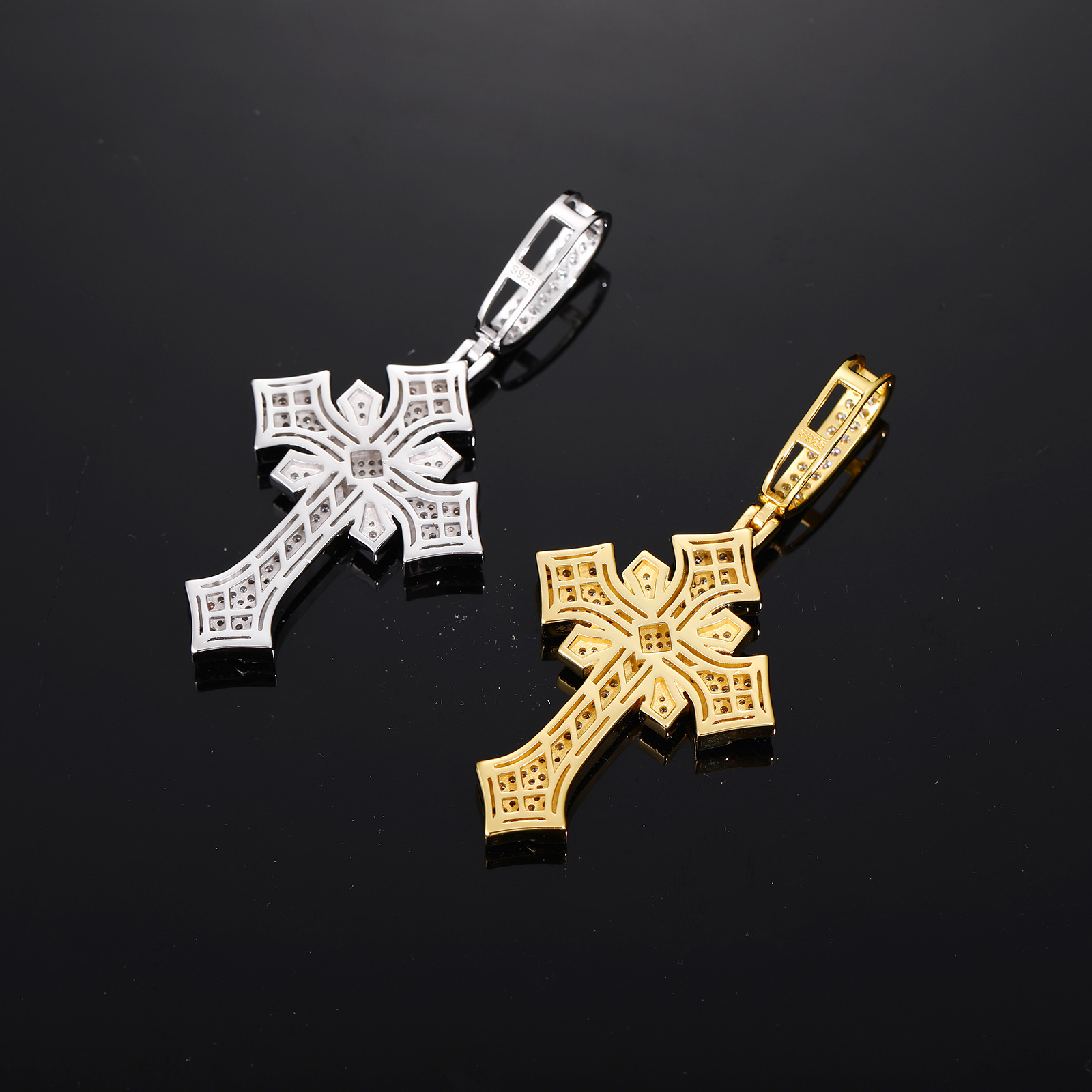 Moissanite Iced Gothic Cross Pendant – 2.48ct DEW - Image 10
