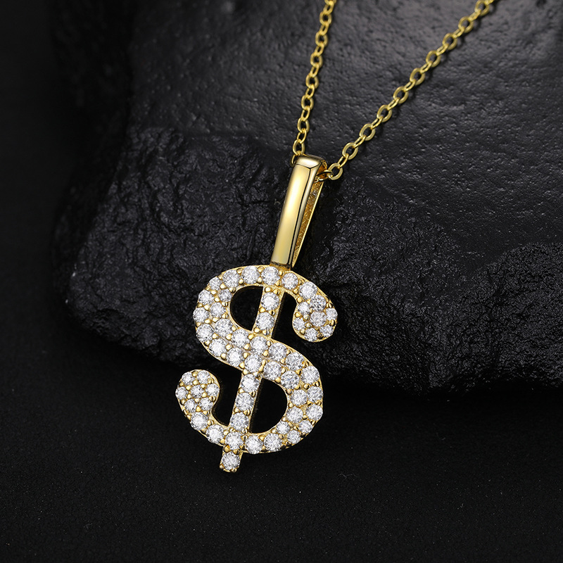 Moissanite Dollar Sign Pendant – 0.63ct DEW - Image 4
