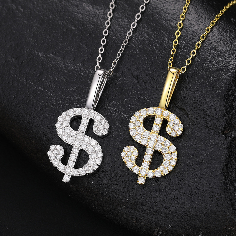 Moissanite Dollar Sign Pendant – 0.63ct DEW - Image 5