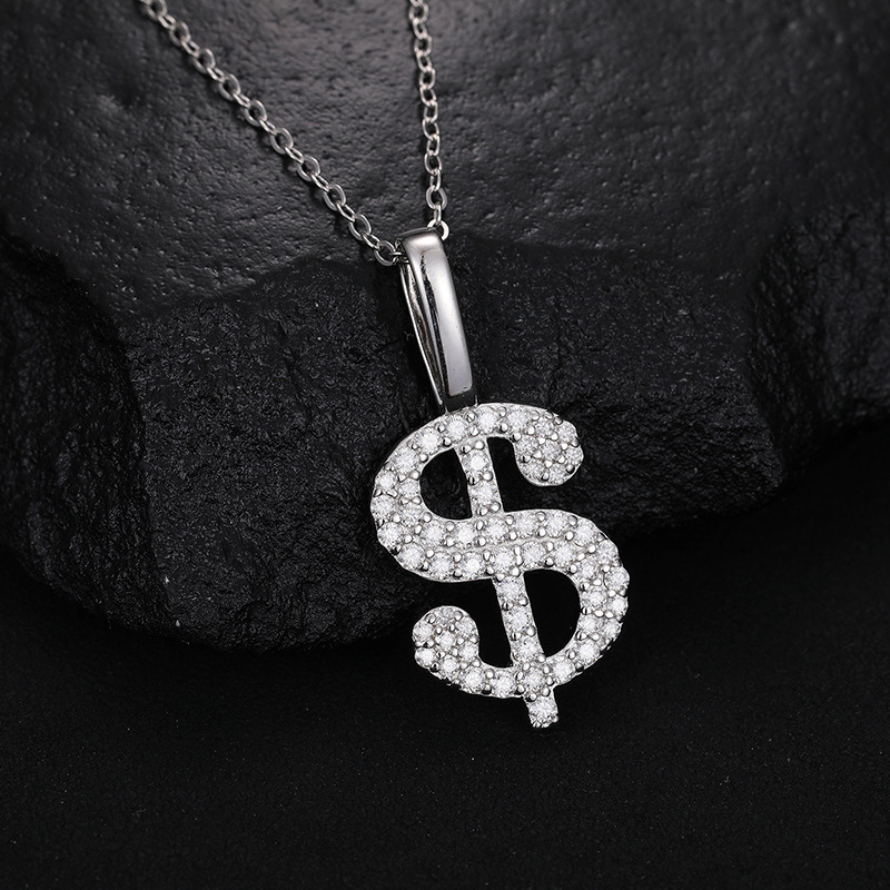 Moissanite Dollar Sign Pendant – 0.63ct DEW - Image 6