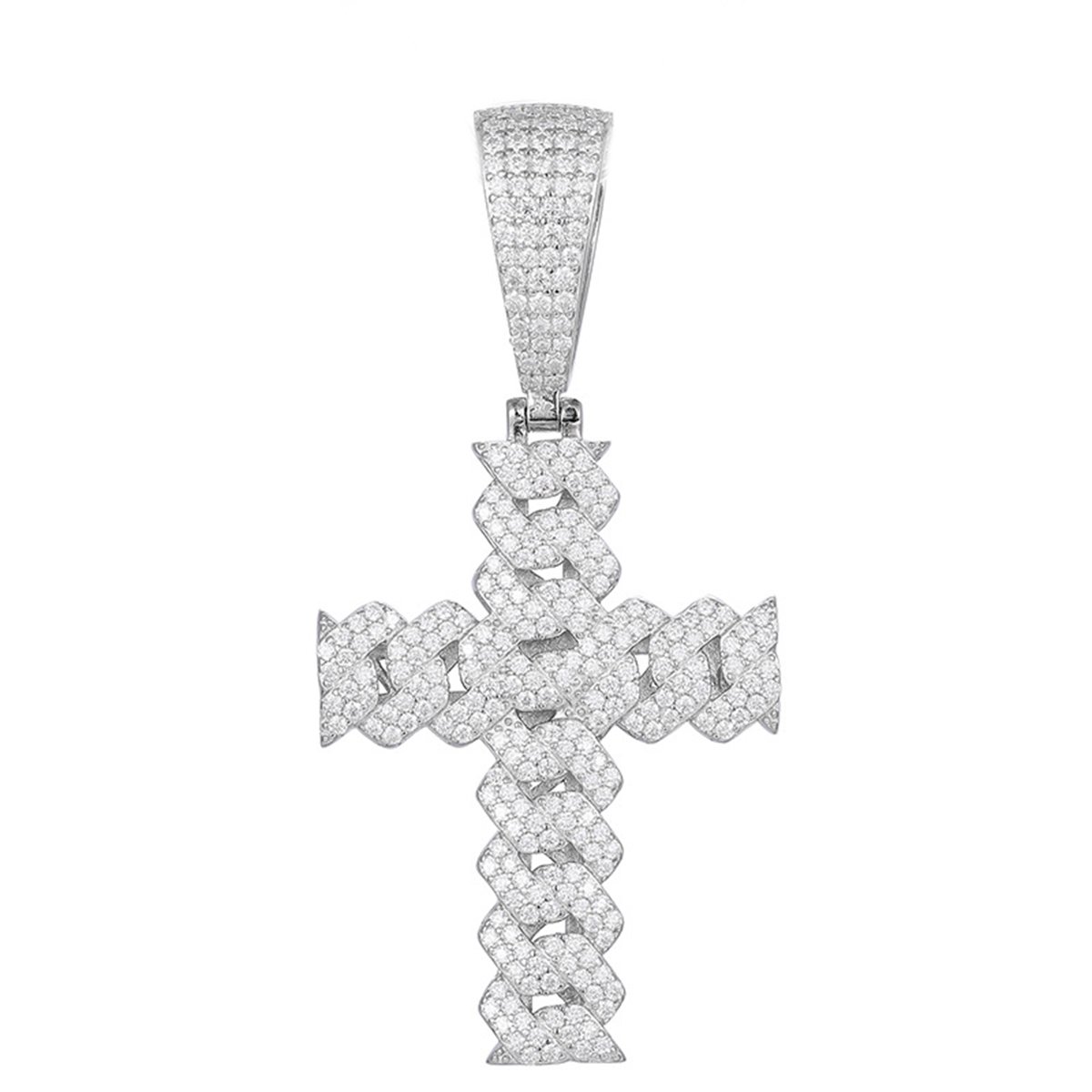 Moissanite Cuban Link Cross Pendant – Pendant Only, 2ct DEW