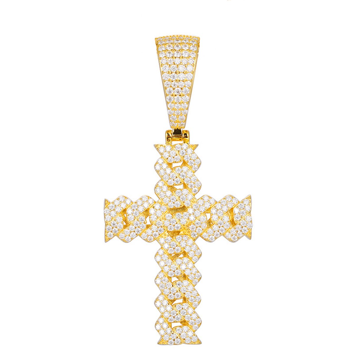 Moissanite Cuban Link Cross Pendant – Pendant Only, 2ct DEW - alternate view