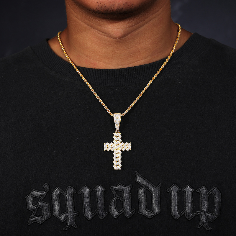Moissanite Cuban Link Cross Pendant – Pendant Only, 2ct DEW - Image 7
