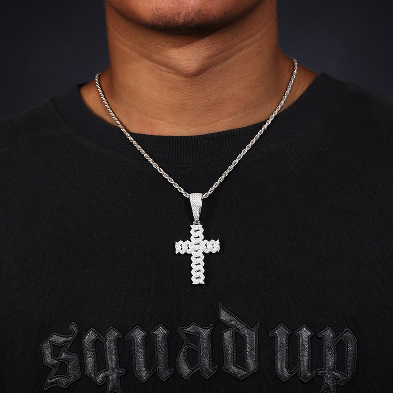 Moissanite Cuban Link Cross Pendant – Pendant Only, 2ct DEW - Image 8