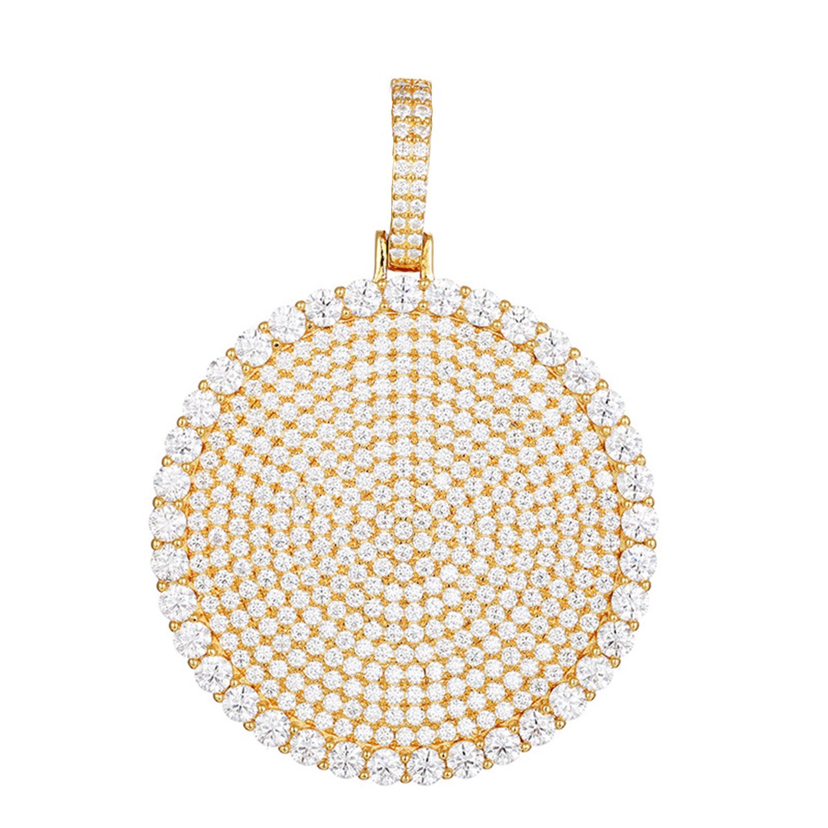 Iced Round Moissanite Medallion Pendant – 4.3ct DEW - alternate view