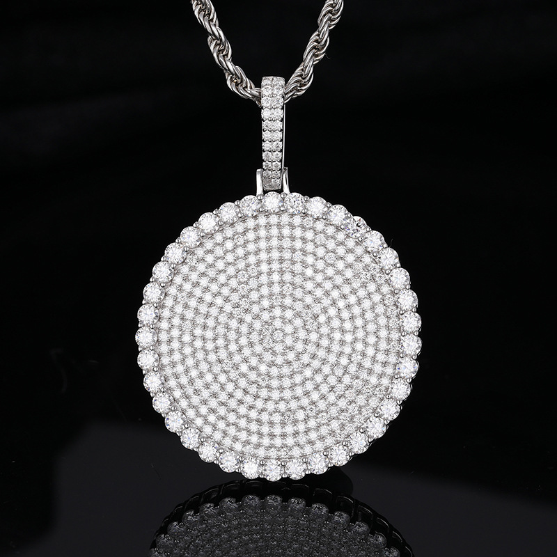 Iced Round Moissanite Medallion Pendant – 4.3ct DEW - Image 6