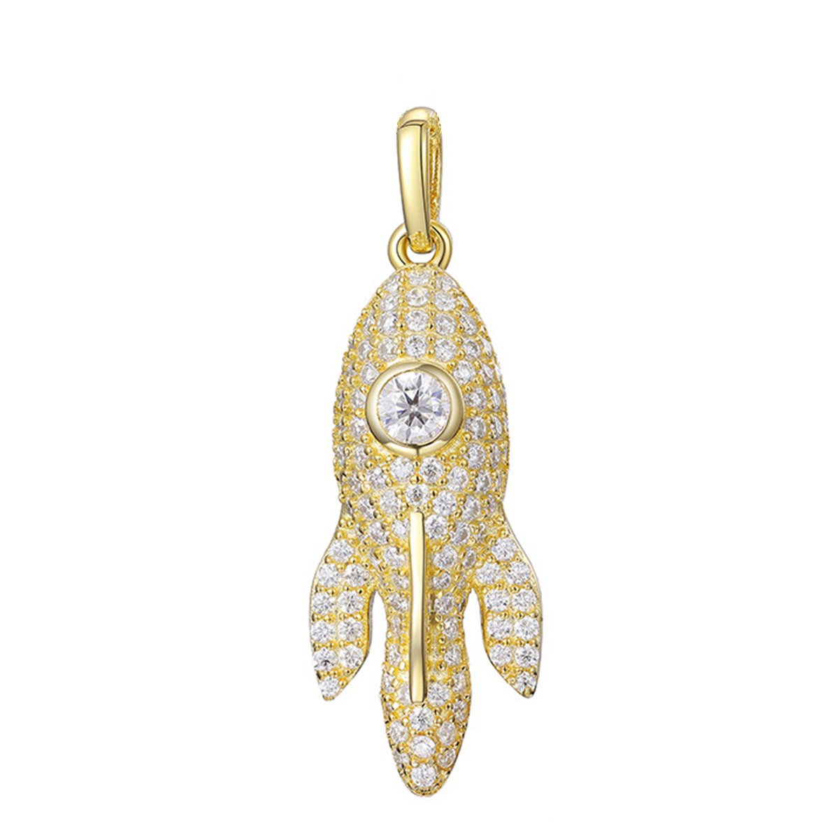 Pavé Moissanite Rocket Pendant – 1.05ct DEW