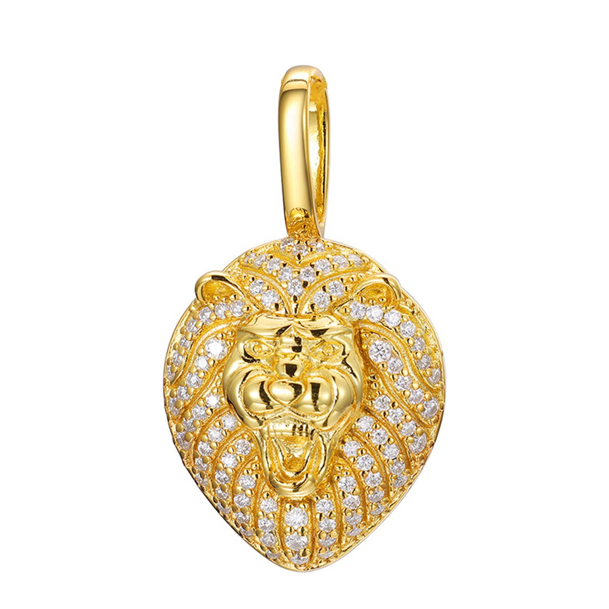 Pavé Moissanite Mini Lion Head Pendant – 0.6ct DEW