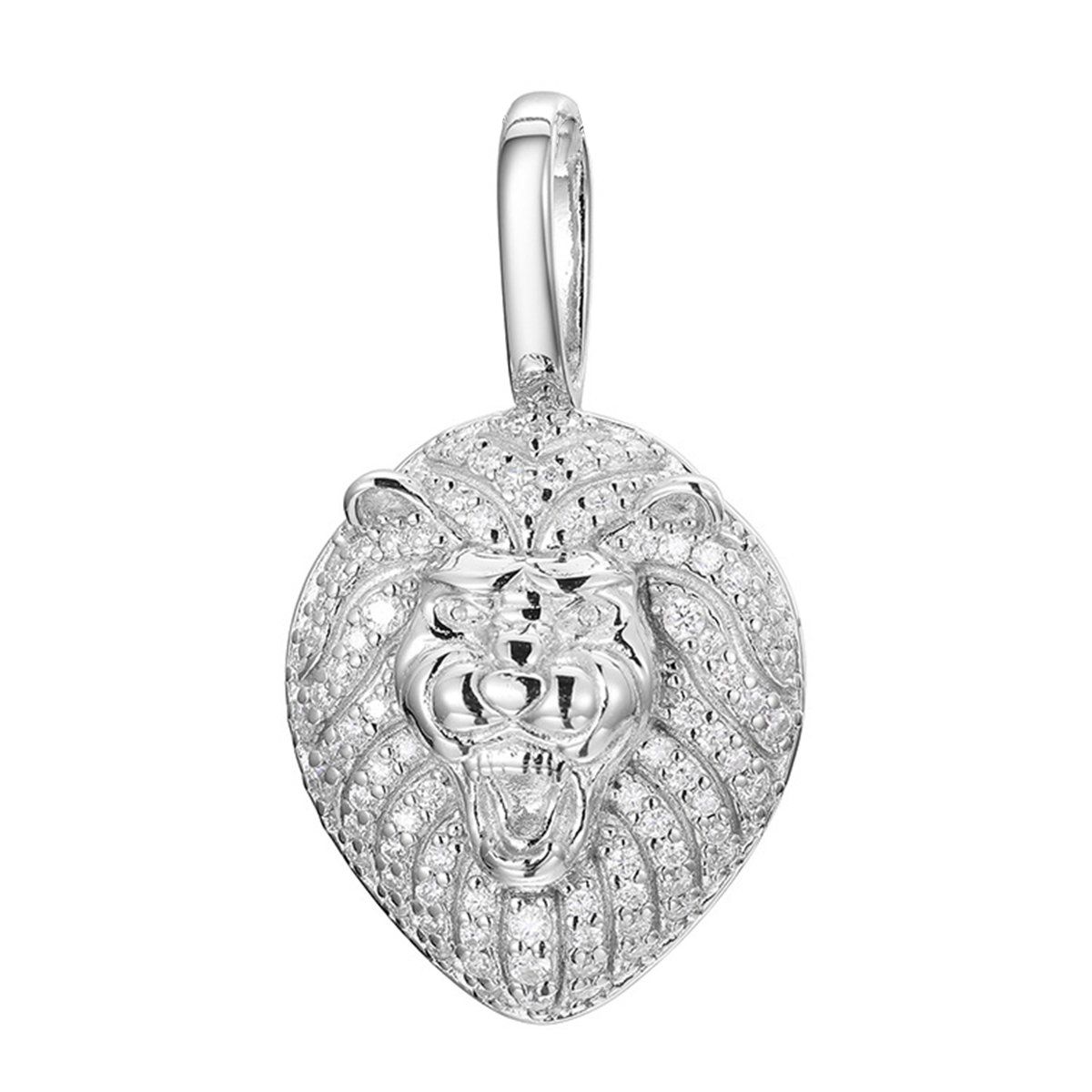 Pavé Moissanite Mini Lion Head Pendant – 0.6ct DEW - alternate view