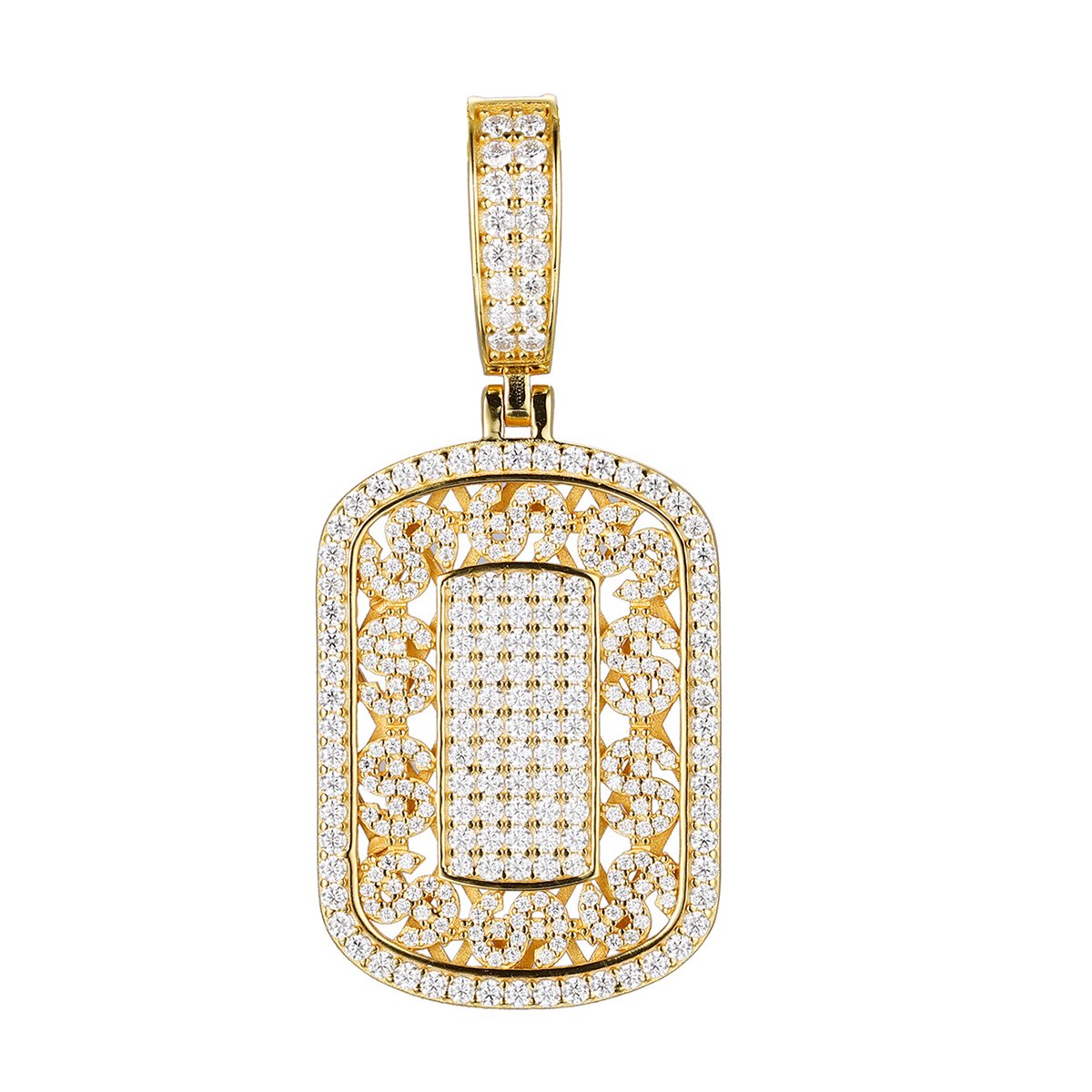 Pavé Moissanite Dog Tag Pendant – 2.3ct DEW