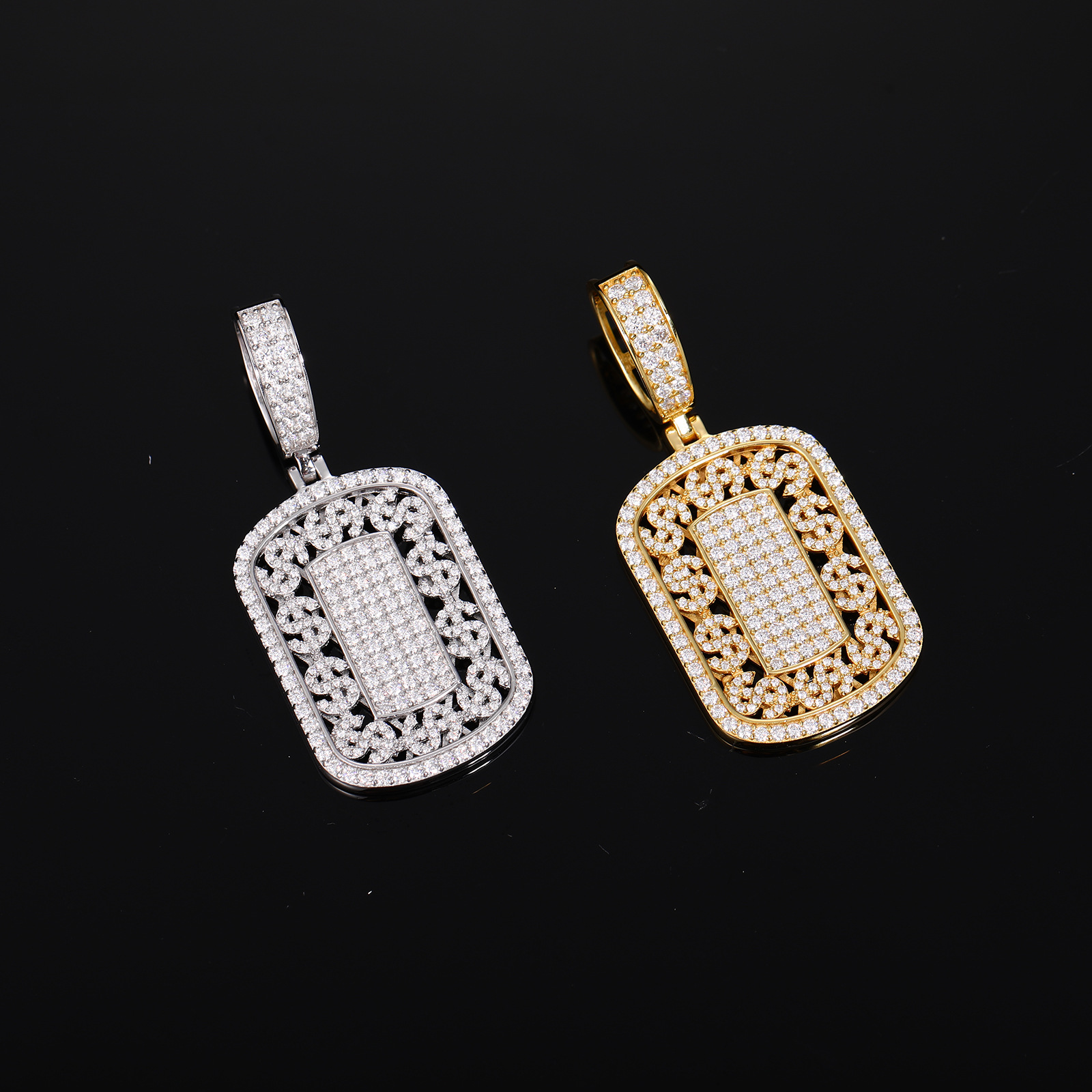 Pavé Moissanite Dog Tag Pendant – 2.3ct DEW - Image 4