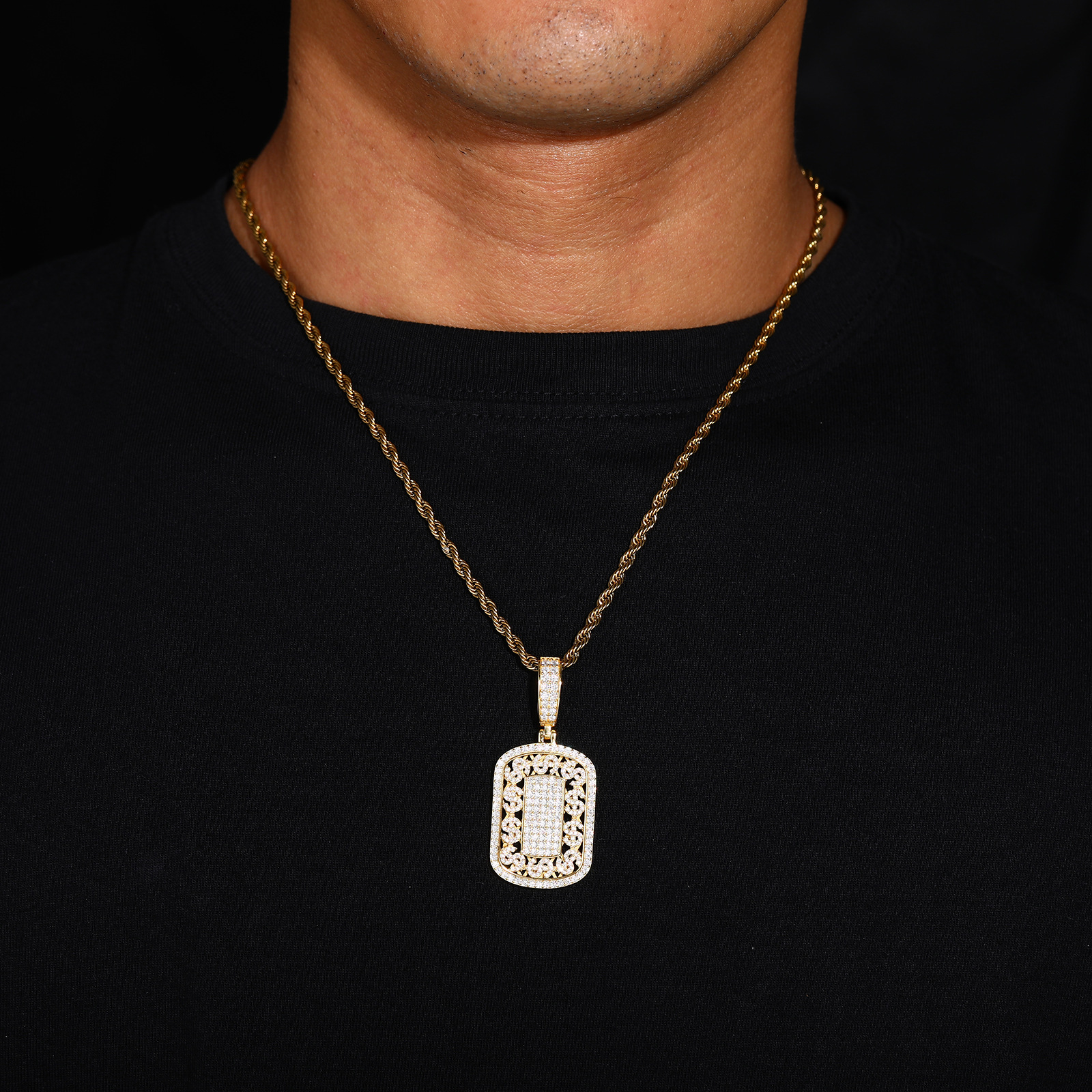 Pavé Moissanite Dog Tag Pendant – 2.3ct DEW - Image 6