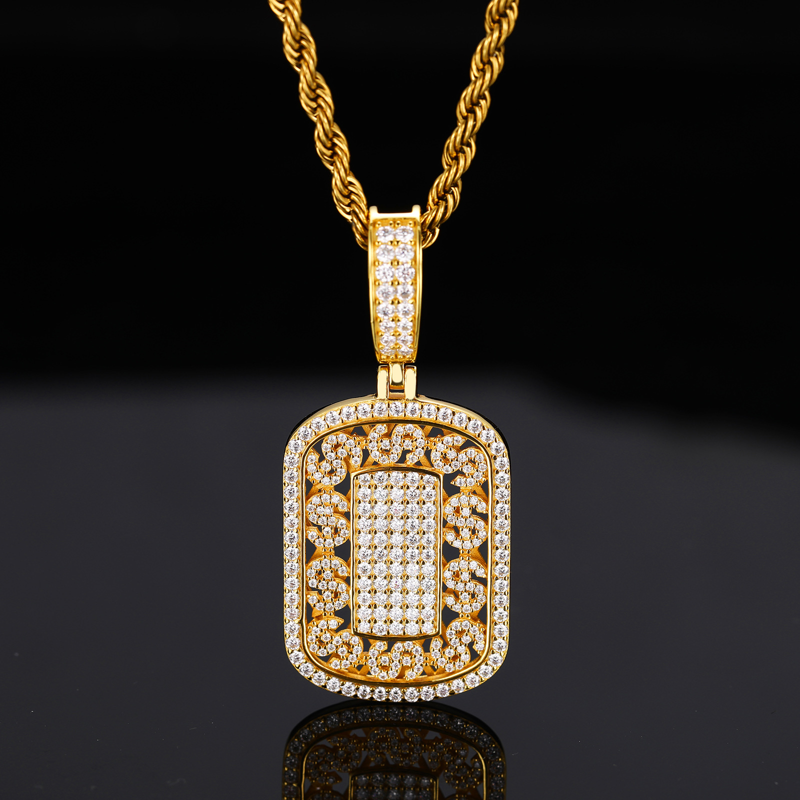 Pavé Moissanite Dog Tag Pendant – 2.3ct DEW - Image 7