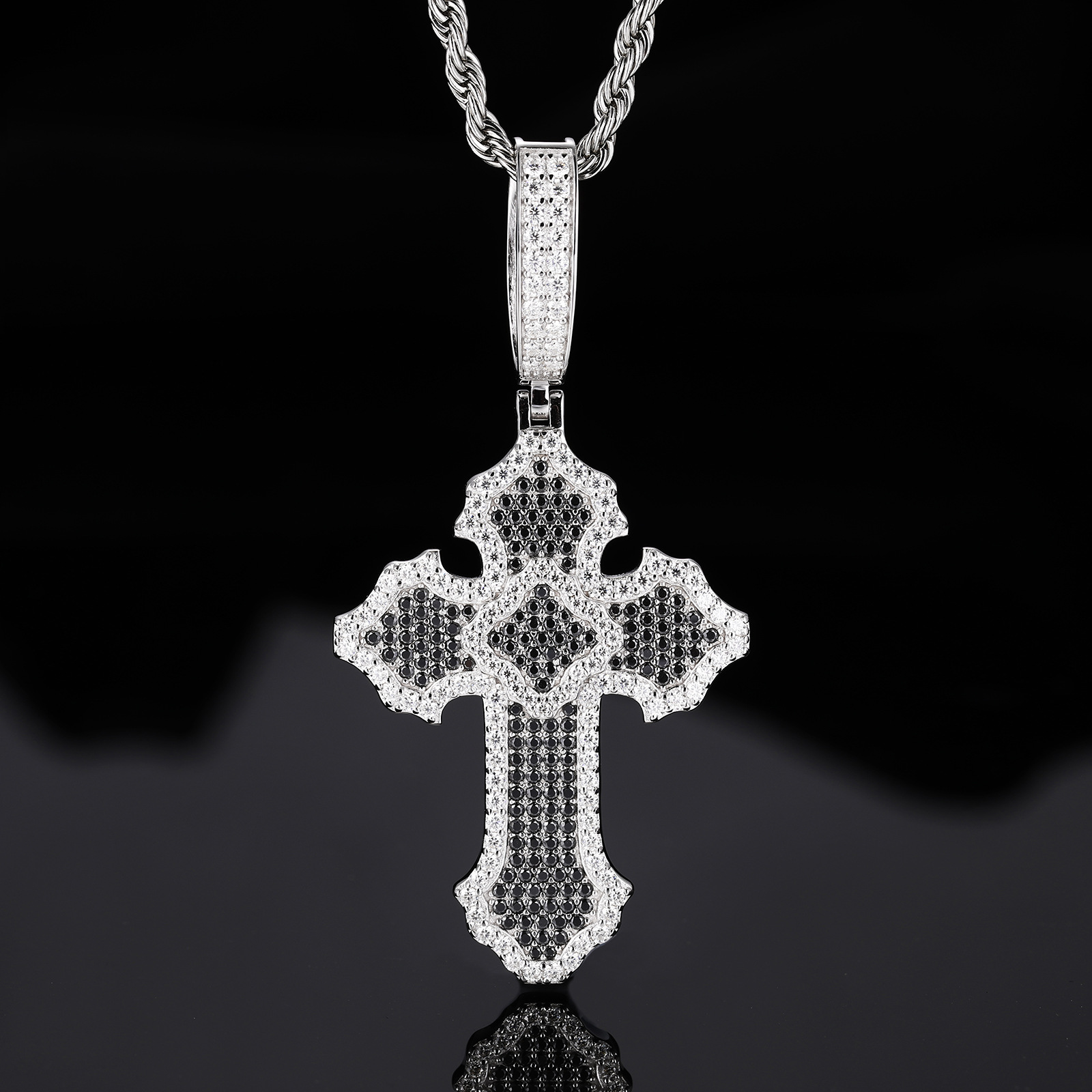 Black & White Moissanite Cross Pendant – 3.6ct DEW - Image 4