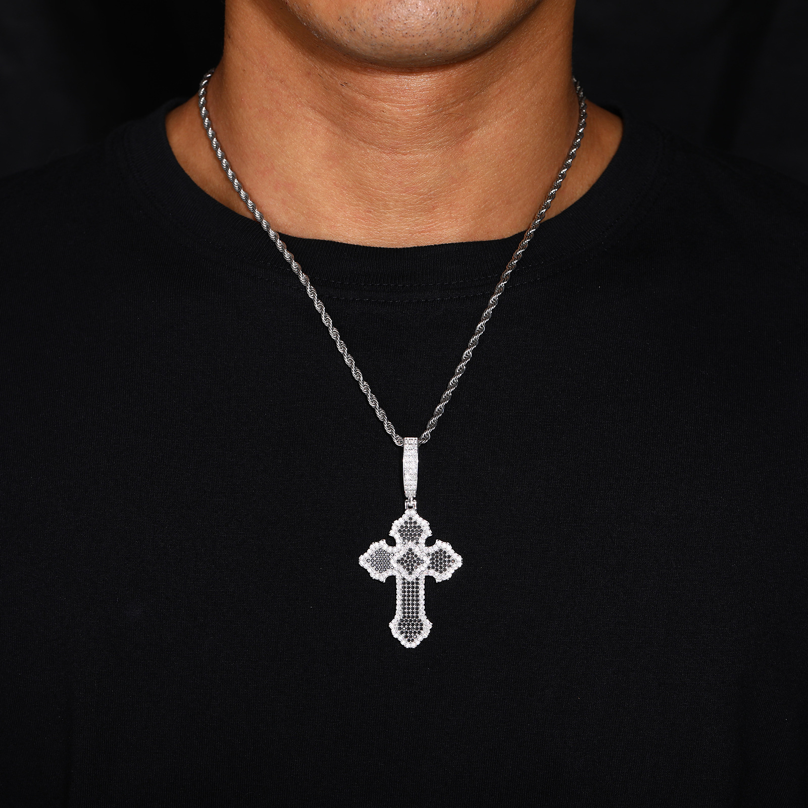 Black & White Moissanite Cross Pendant – 3.6ct DEW - Image 6