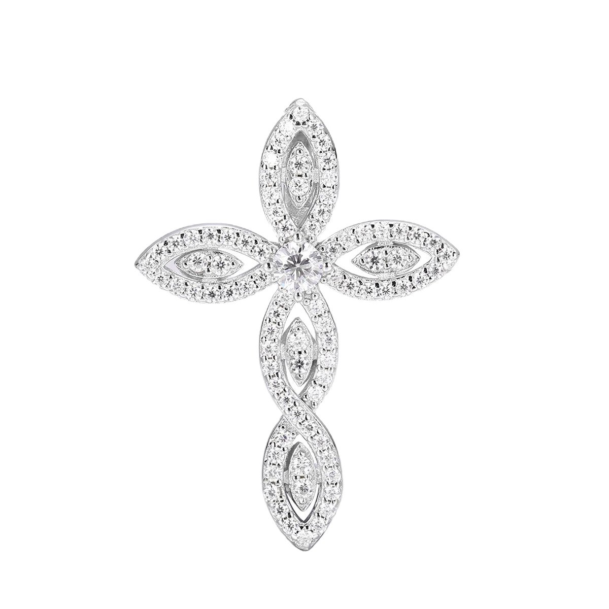 Moissanite Open Cross Pendant – 0.6ct DEW