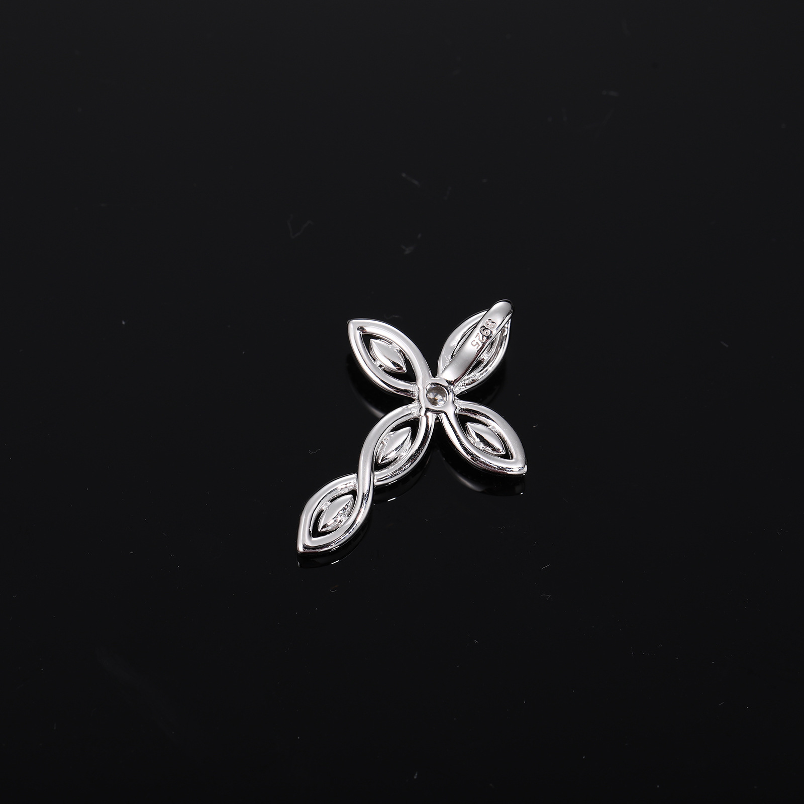 Moissanite Open Cross Pendant – 0.6ct DEW - alternate view