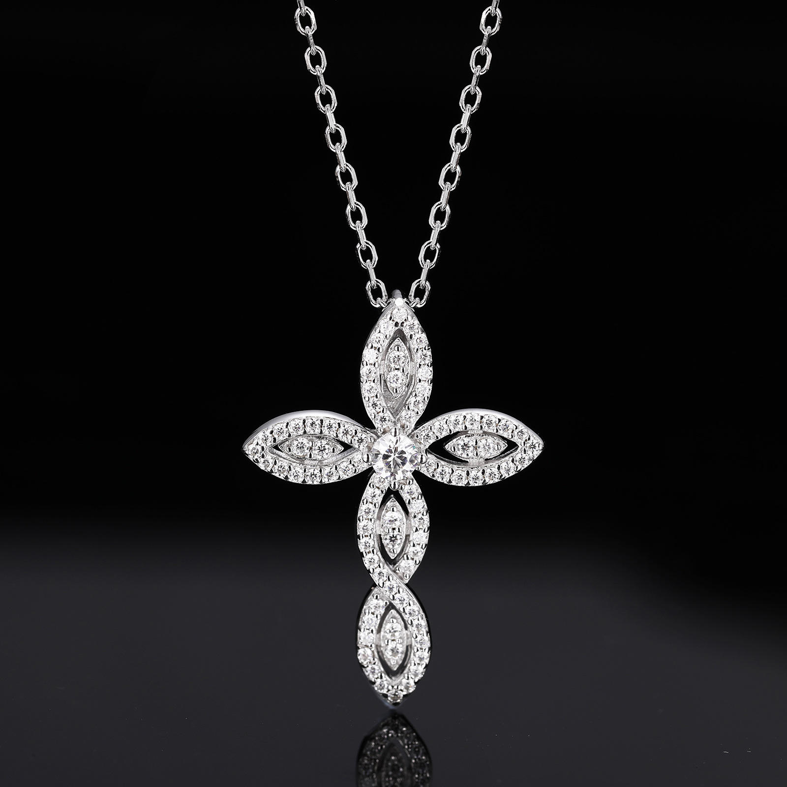 Moissanite Open Cross Pendant – 0.6ct DEW - Image 3