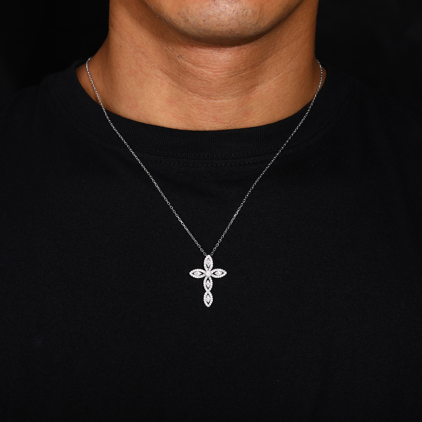 Moissanite Open Cross Pendant – 0.6ct DEW - Image 4