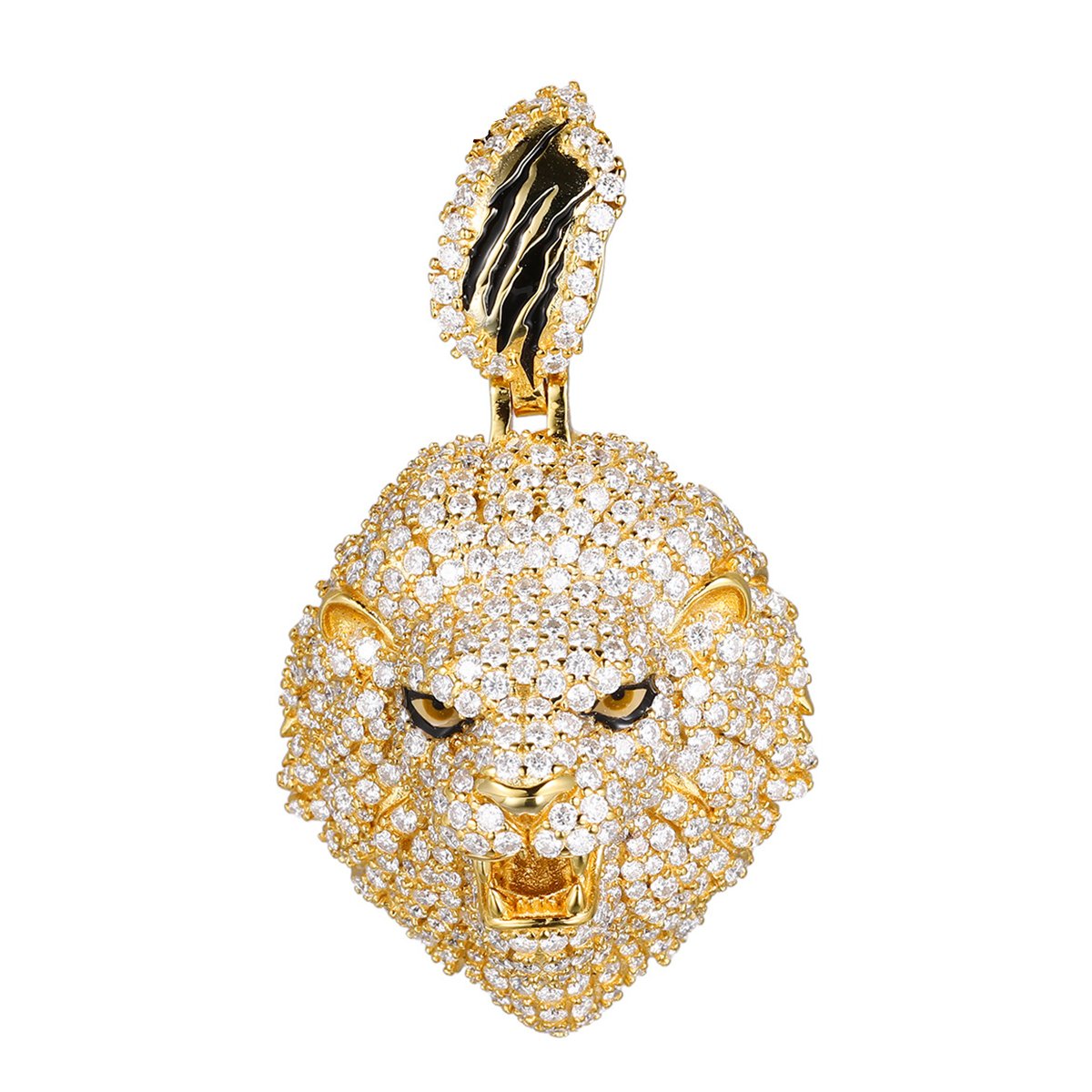 Pavé Moissanite Lion Head Pendant – 6ct DEW