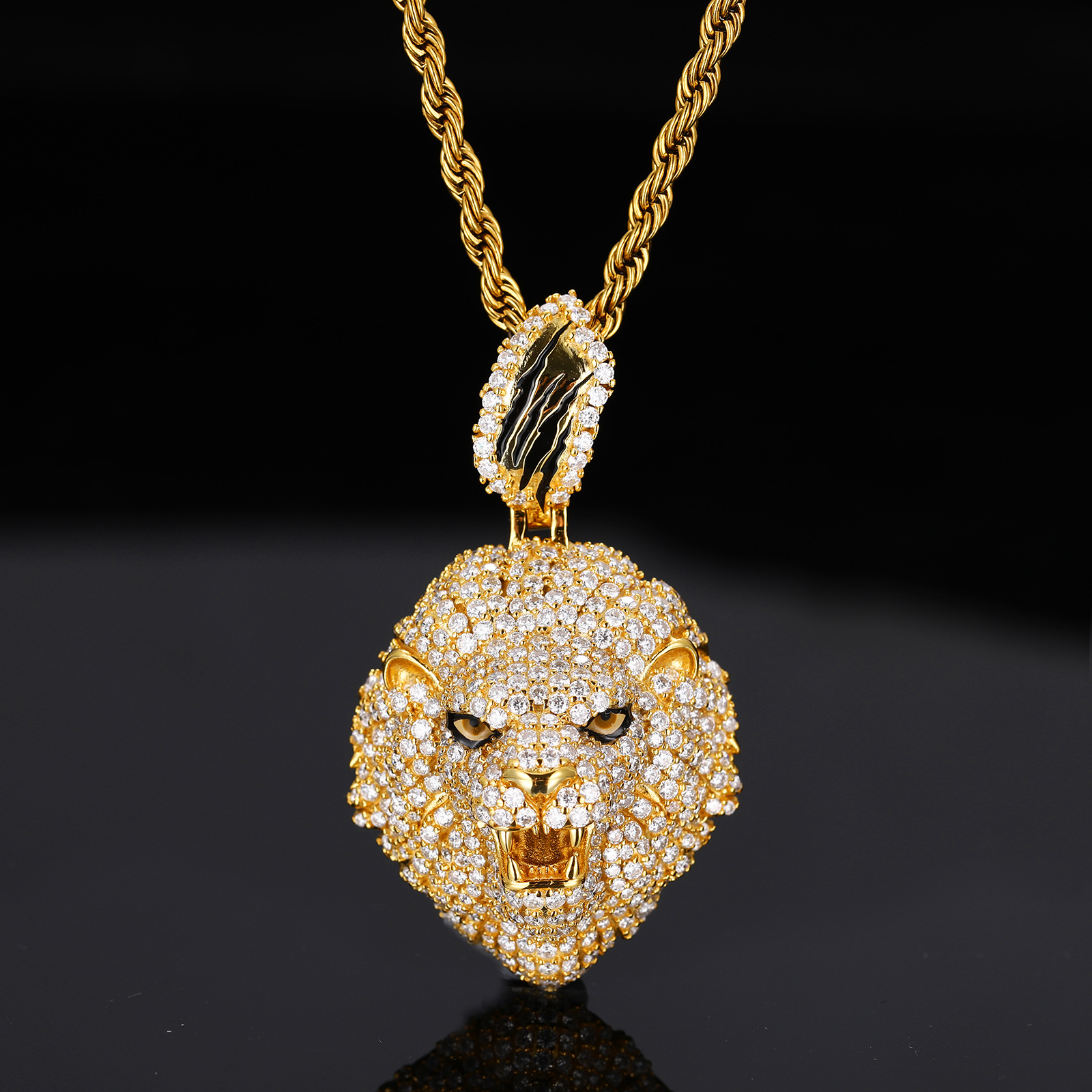 Pavé Moissanite Lion Head Pendant – 6ct DEW - Image 6