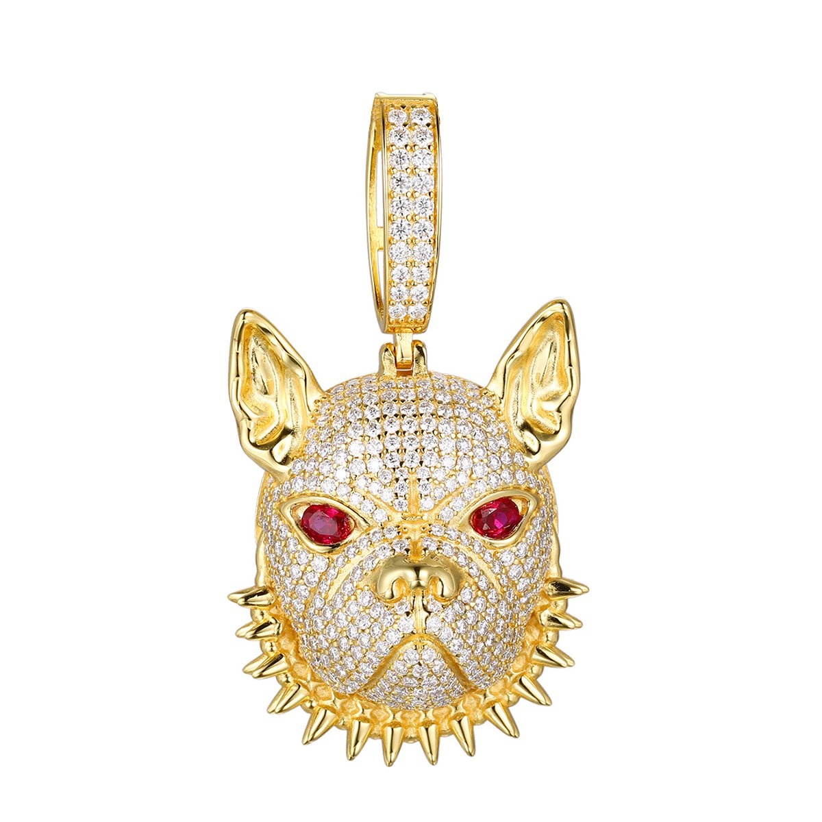 Pavé Moissanite French Bulldog Pendant – 3.9ct DEW - alternate view