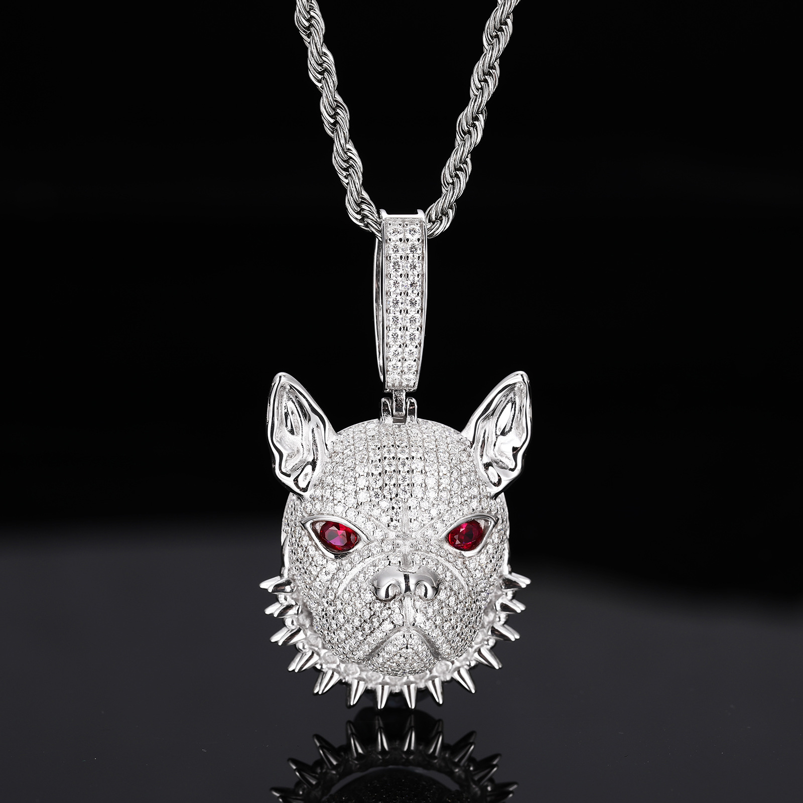 Pavé Moissanite French Bulldog Pendant – 3.9ct DEW - Image 5