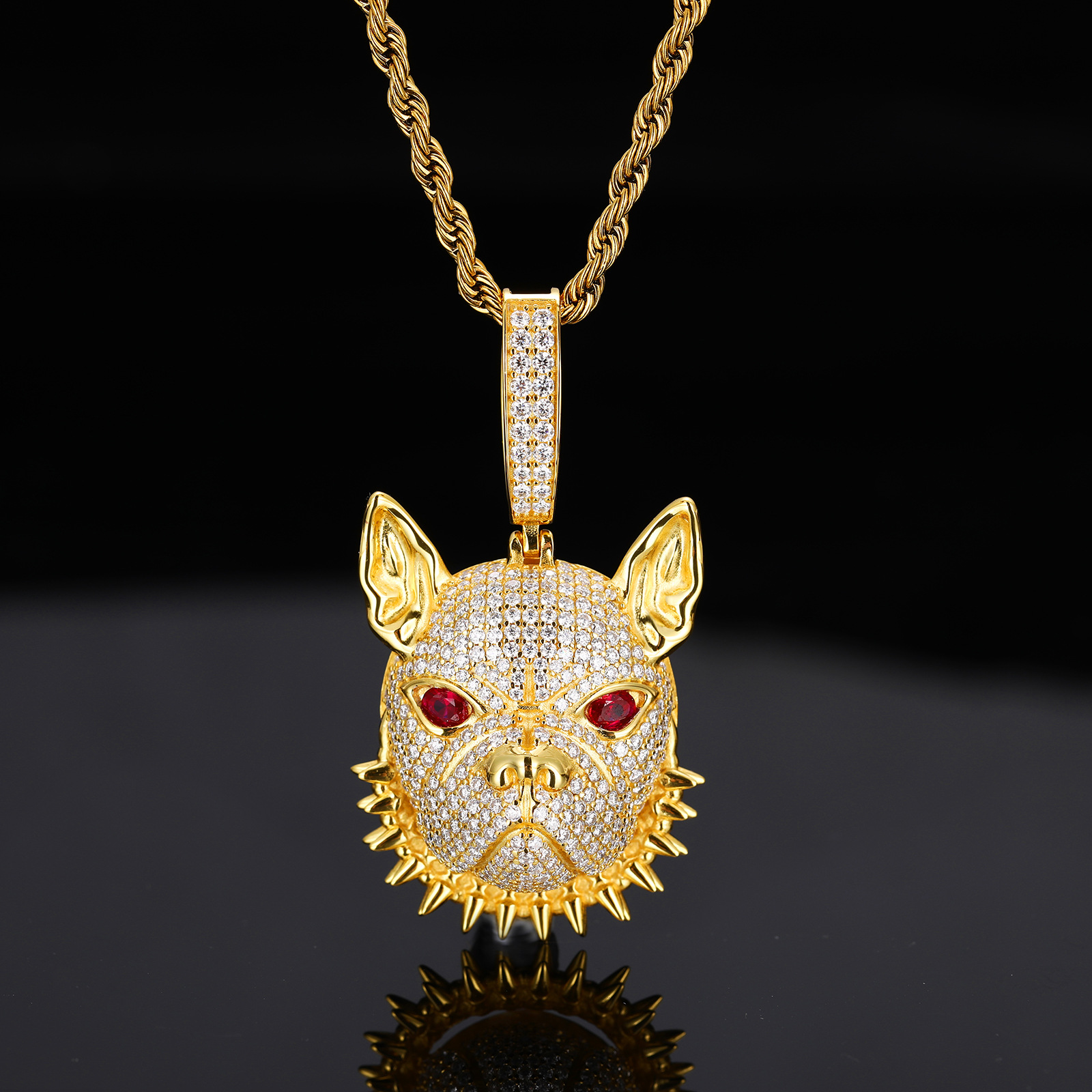 Pavé Moissanite French Bulldog Pendant – 3.9ct DEW - Image 6