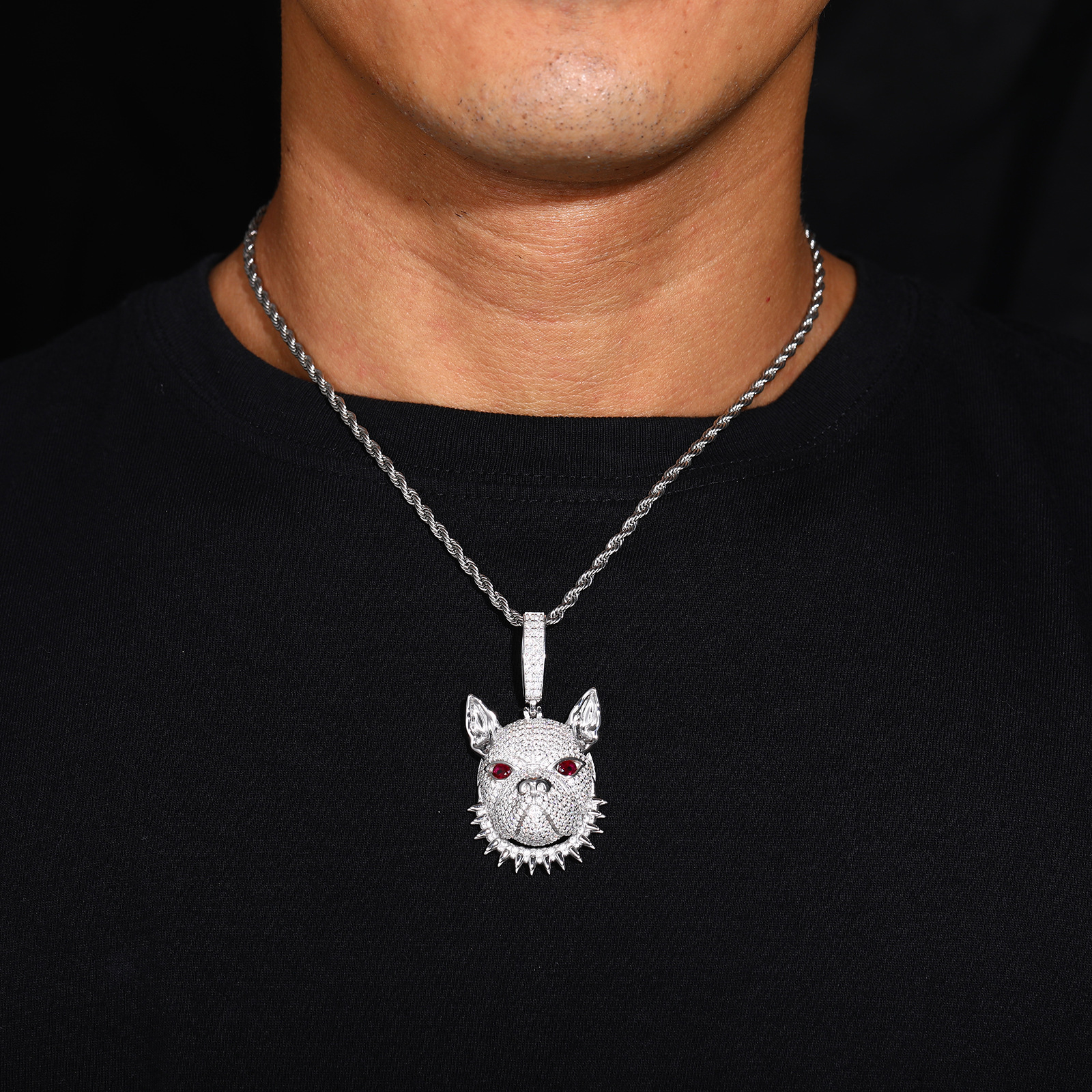 Pavé Moissanite French Bulldog Pendant – 3.9ct DEW - Image 8
