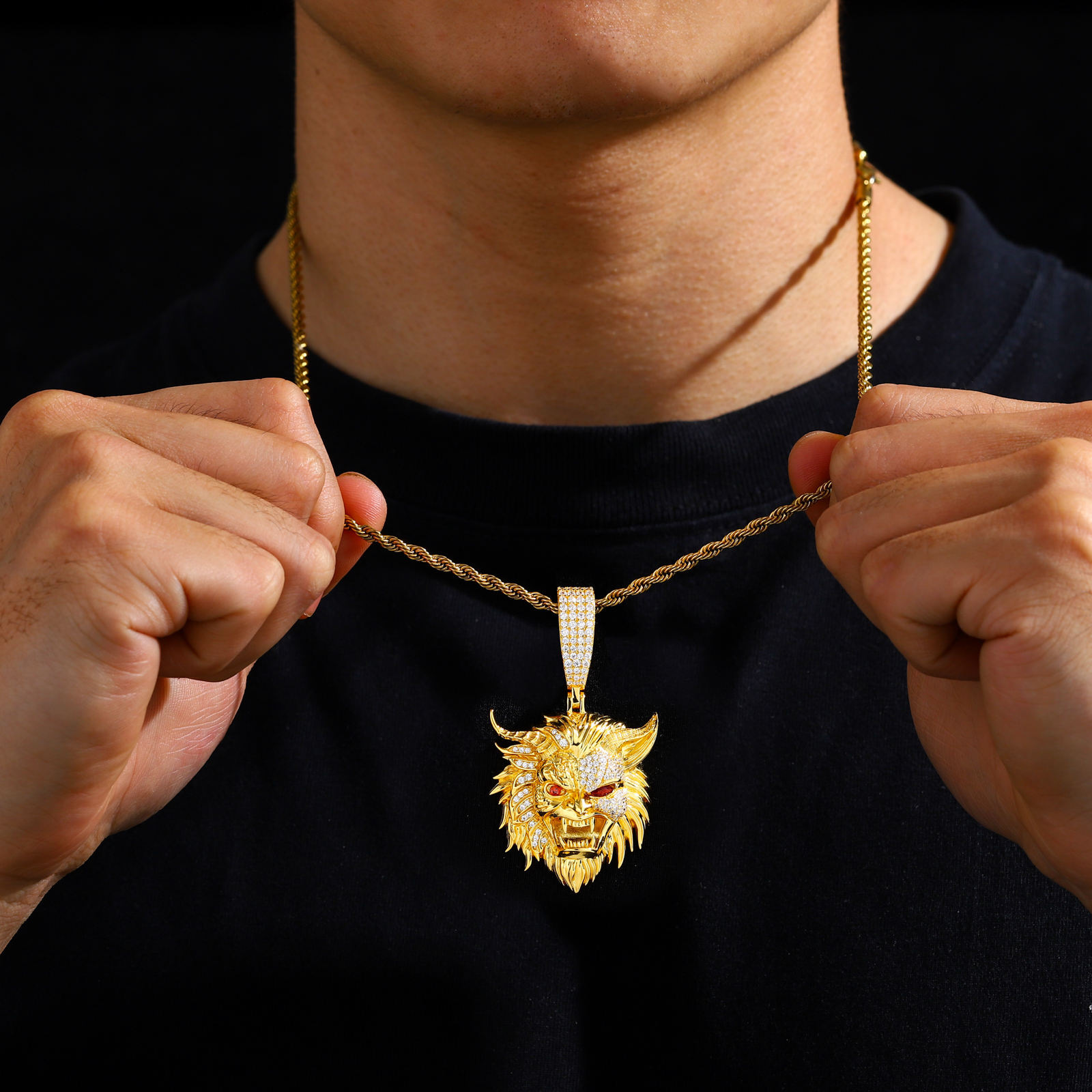 Moissanite Horned Lion Head Pendant – 1.26ct DEW - Image 7