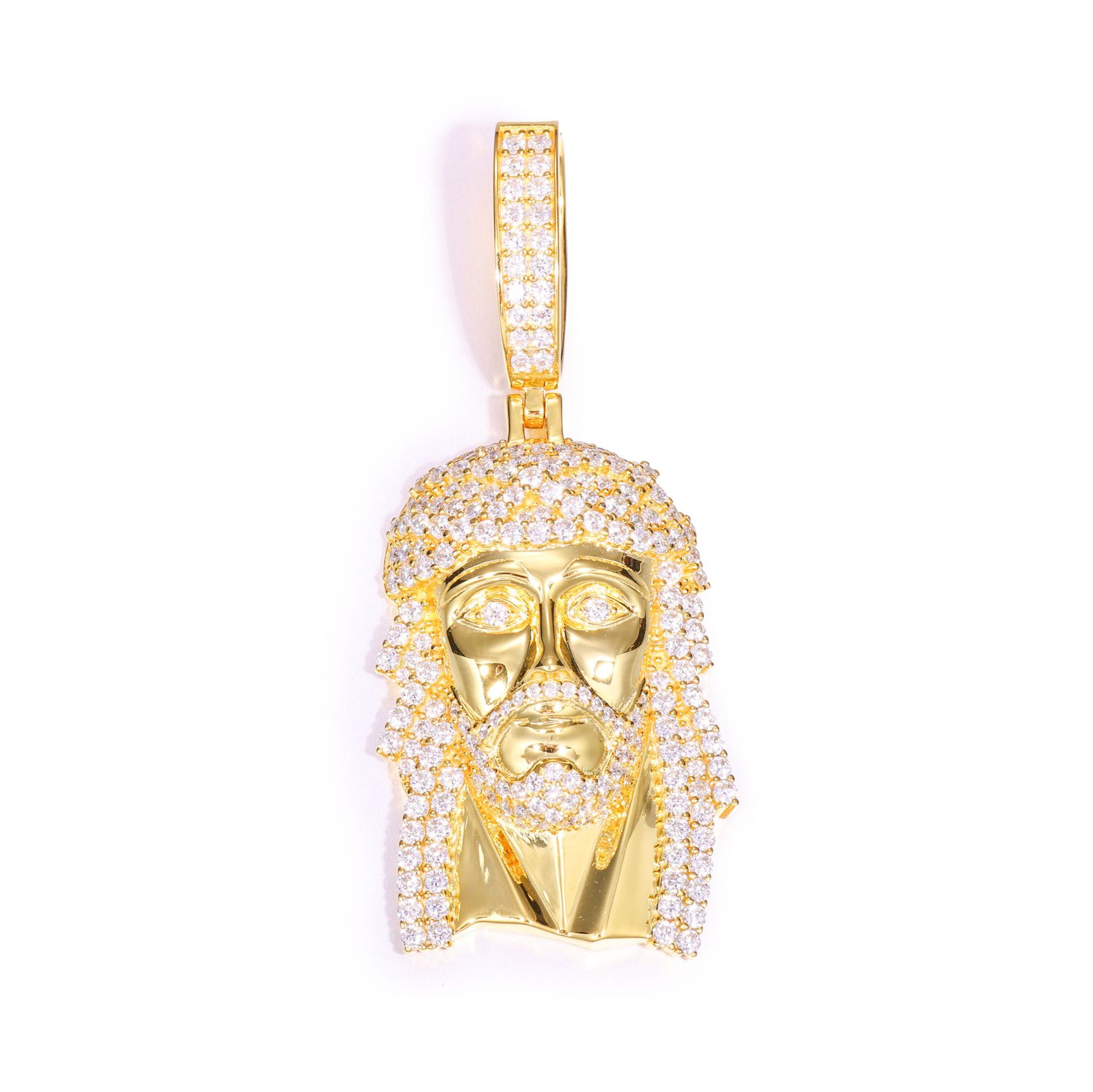 Pavé Moissanite Jesus Piece Pendant – 3.5ct DEW - alternate view