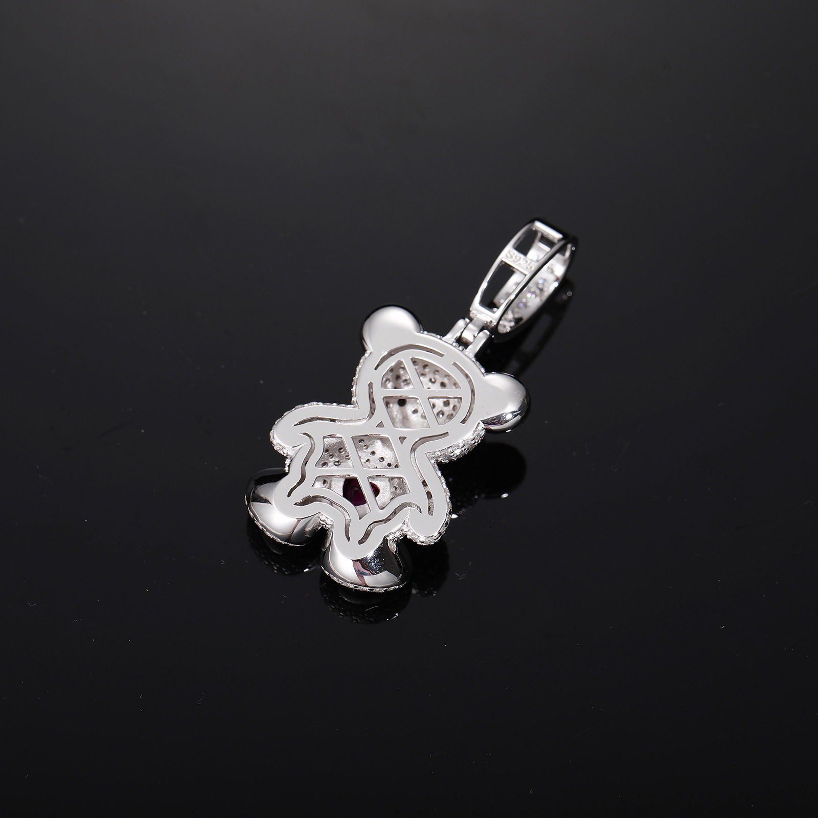 Moissanite Teddy Bear Pendant – Red Heart, 2.84ct DEW - Image 5
