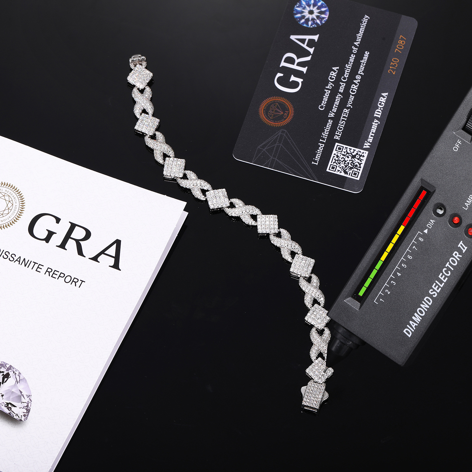 Infinity & Rhombus Moissanite Link Bracelet – 11mm - Image 4