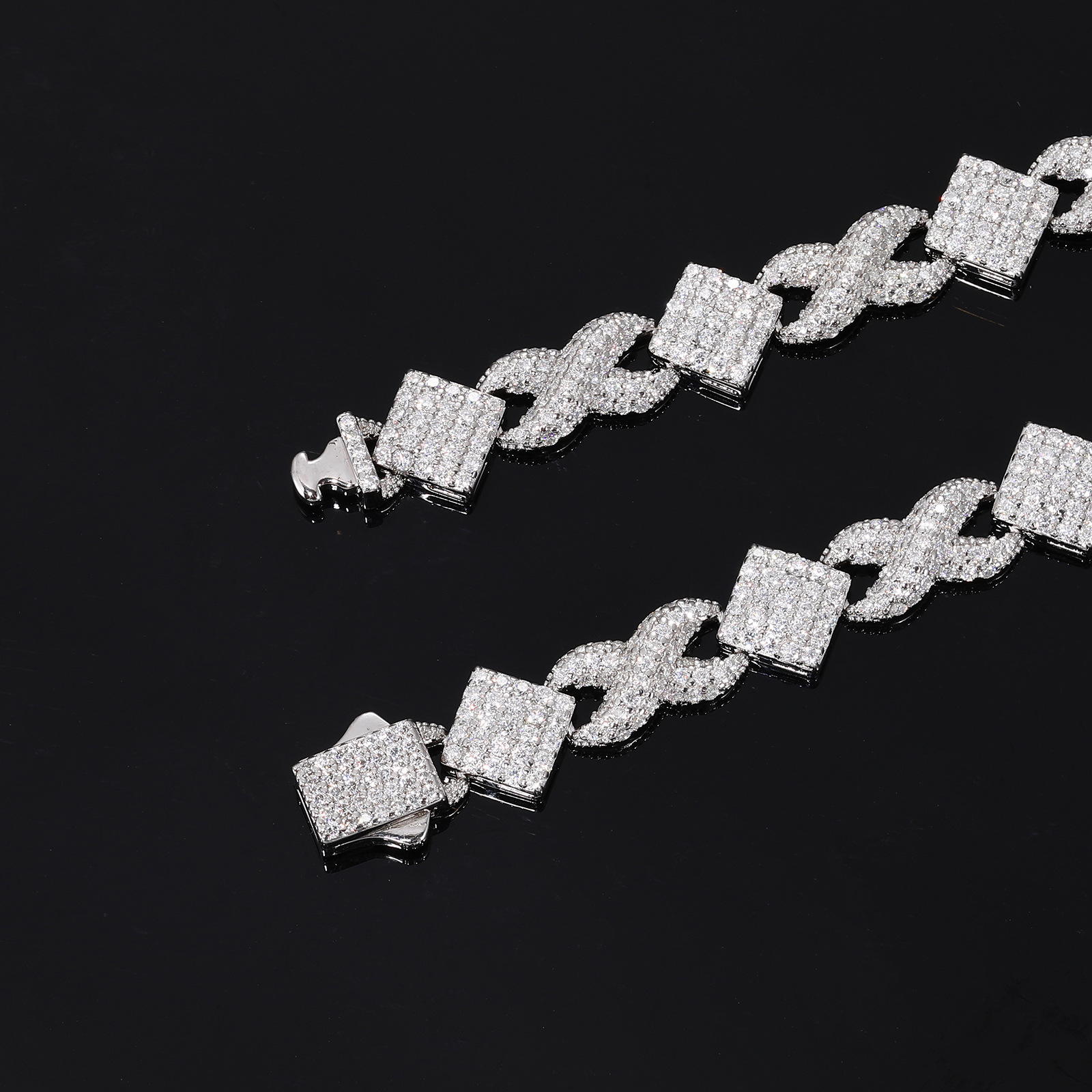 Infinity & Rhombus Moissanite Link Bracelet – 11mm - Image 5