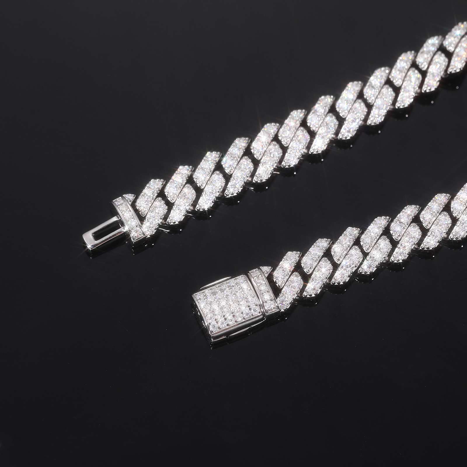 Moissanite Cross Cuban Link Bracelet – 8mm - Image 4