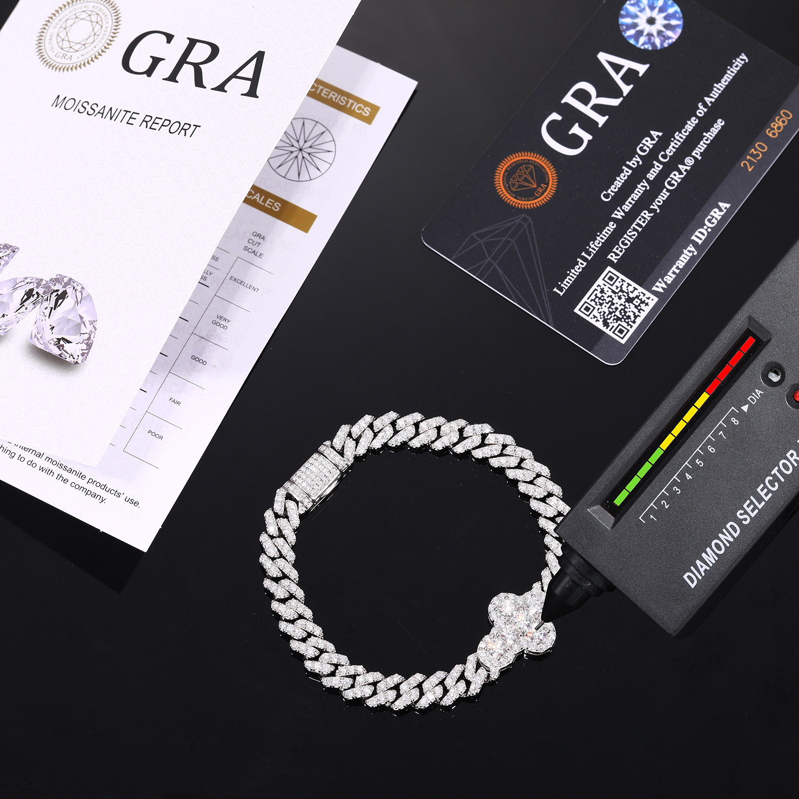 Moissanite Cross Cuban Link Bracelet – 8mm - Image 5