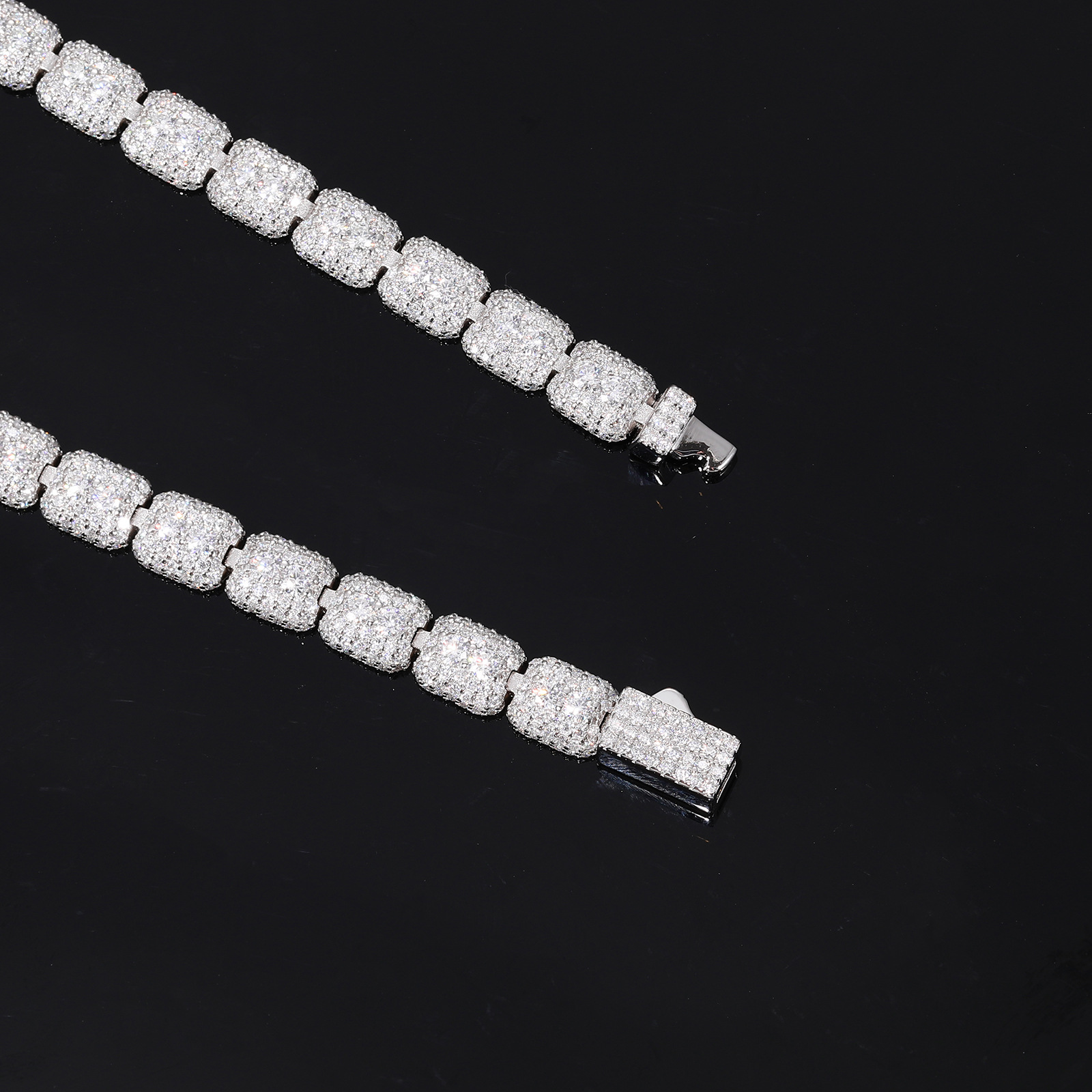 Pavé Rectangle Link Moissanite Tennis Bracelet – 7mm - Image 4