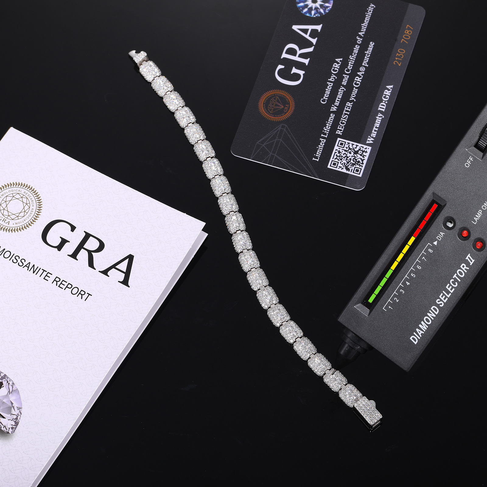 Pavé Rectangle Link Moissanite Tennis Bracelet – 7mm - Image 5