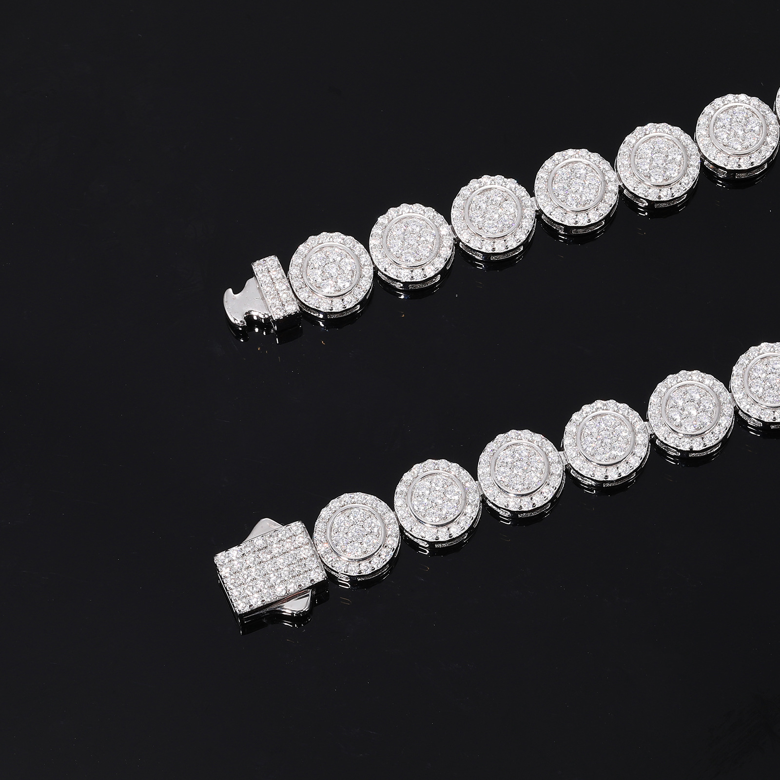 Iced Round Halo Moissanite Link Bracelet – 10mm - Image 5