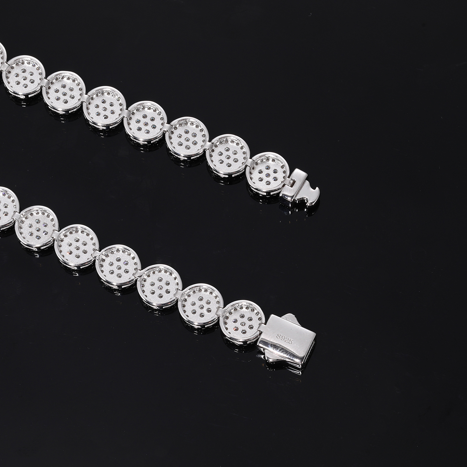 Iced Round Halo Moissanite Link Bracelet – 10mm - Image 6