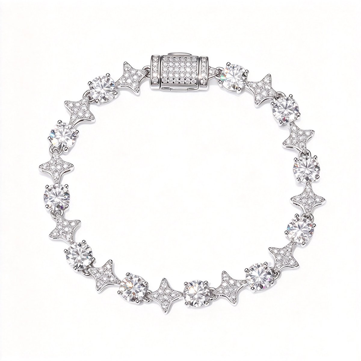 Star Link Moissanite Tennis Bracelet – 4.5mm Round Stones