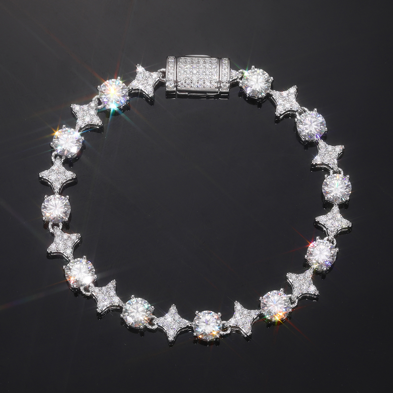 Star Link Moissanite Tennis Bracelet – 4.5mm Round Stones - Image 5