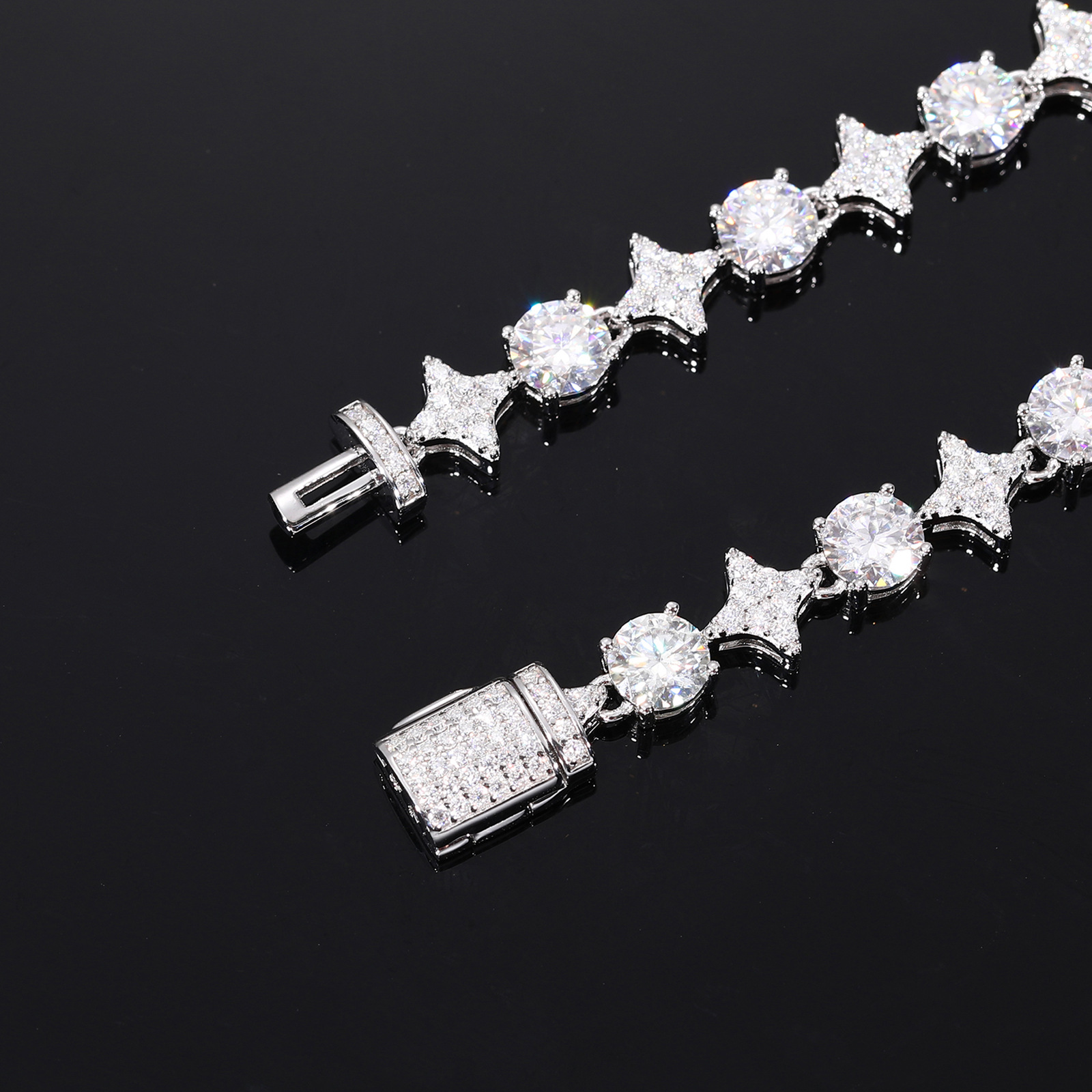 Star Link Moissanite Tennis Bracelet – 4.5mm Round Stones - Image 7